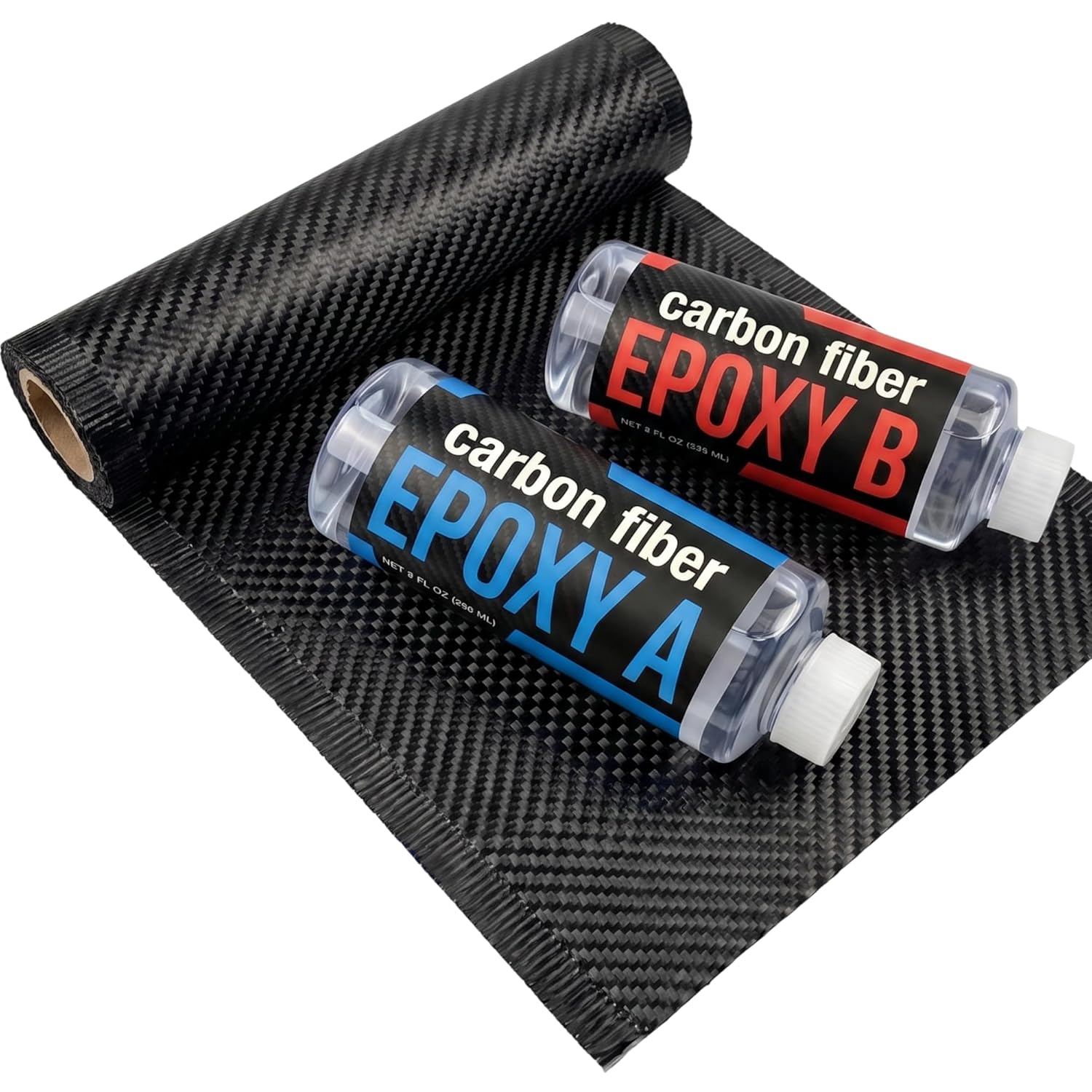 Carbon Fiber Repair Kit Complete Epoxy Resin Starter Kit 3K 2x2 Twill Fabric Sheet 36"x12" 16oz for Automotive Marine Boat Auto DIY Composite Fabrication