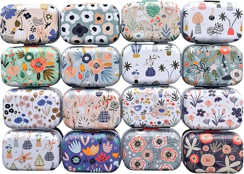 Caja de almacenamiento decorativa de 8 piezas de mini flor de estaño para joyería