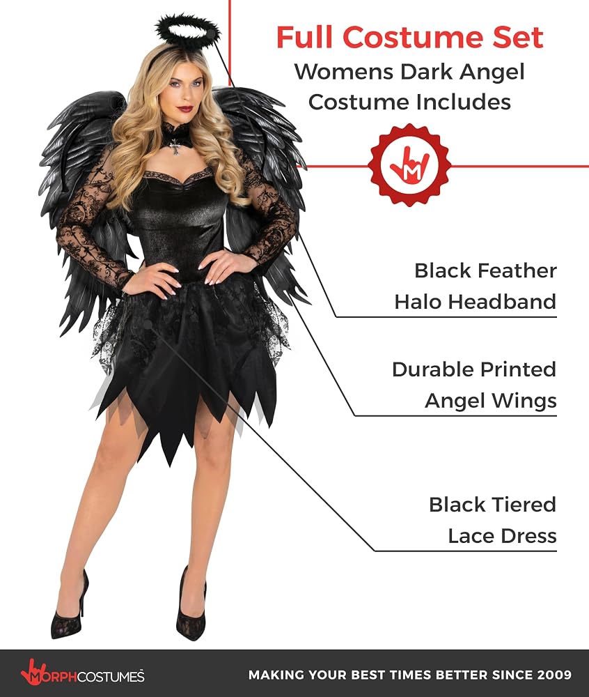 Amazon.com: Morph Fallen Angel Costume Women With Black Wings