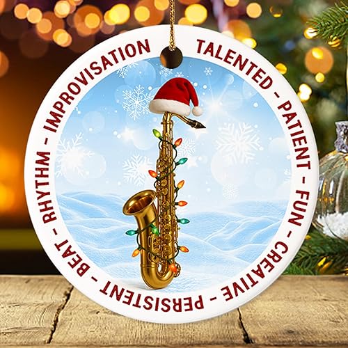 2025 Christmas Ornament – Saxophone Ornament, Jazz Music Holiday Tree Decoration, Musical Instrument Keepsake Gift