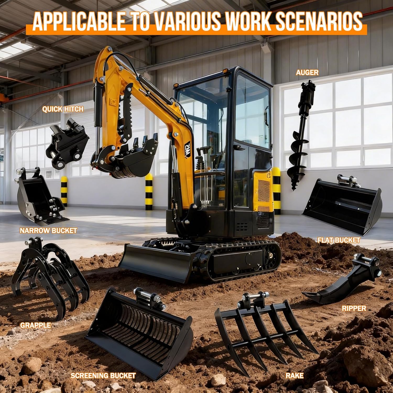 MMS15RC 1.5 Ton Mini Excavator 13.5 HP Rato Gas Engine with Cab, Thumb Clamp, Digger Machine for Backyard Landscaping Garden Path Tight Spaces Construction, Unloading Included