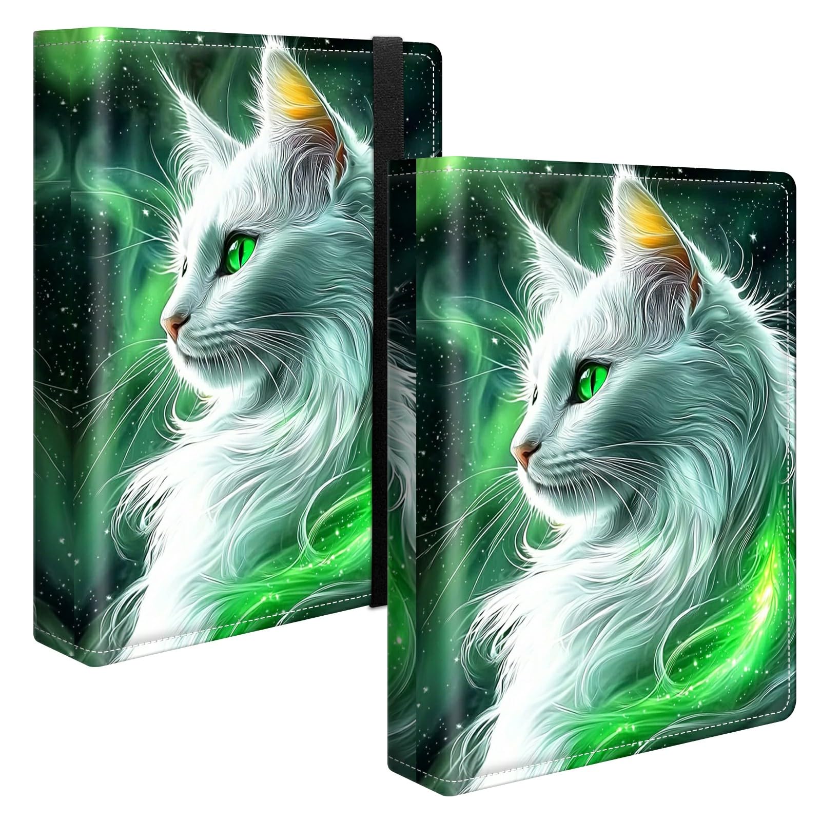 Photo Album 4x6 120 Pockets Photos with Strong Elastic Band, Small Mini Albums Sheet Protector Folder for Photos, Album for Family Wedding Women Men Baby Vacation Gift, Green Cat