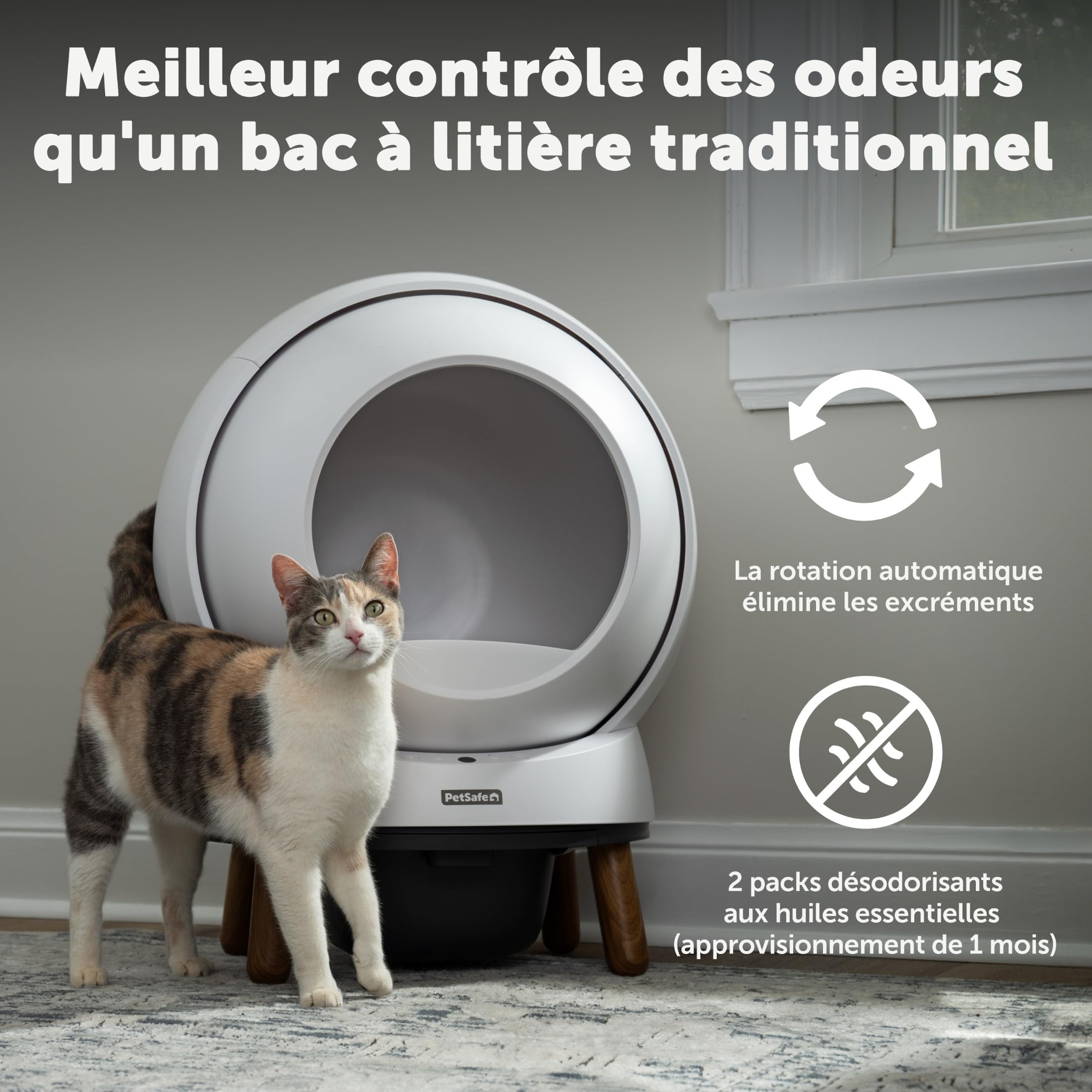 PetSafe - ScoopFree SmartSpin Litière Autonettoyante - Contrôle Avancé des Odeurs & Suivi de la Santé - Contrôle par Application - Compatible avec Toute Litière