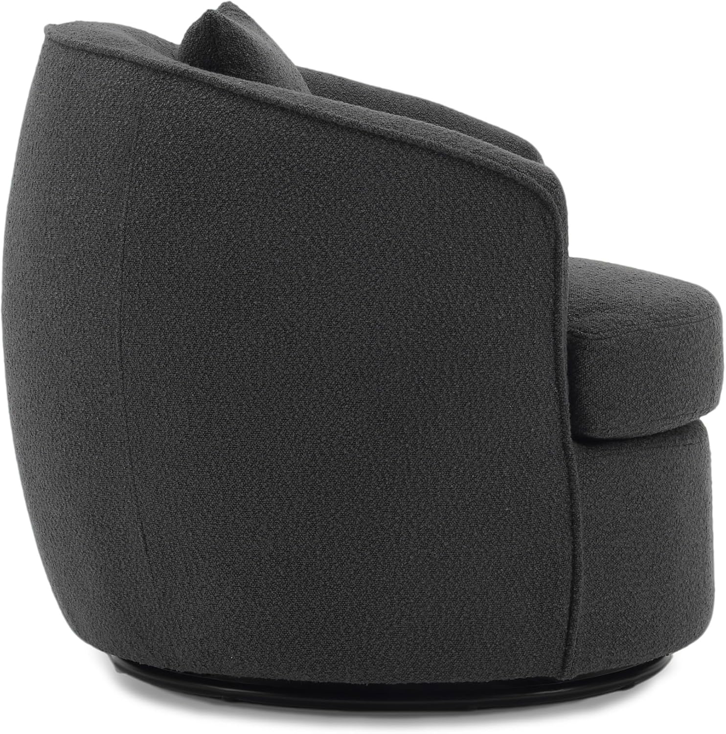 Swivel Accent Chair, Modern Upholstered Boucle Barrel Arm Chairs with Pillow for Living Room, 360 Degree Round Swivel Sherpa Armchair with Round Base for Bedroom Club (1, Dark Grey)