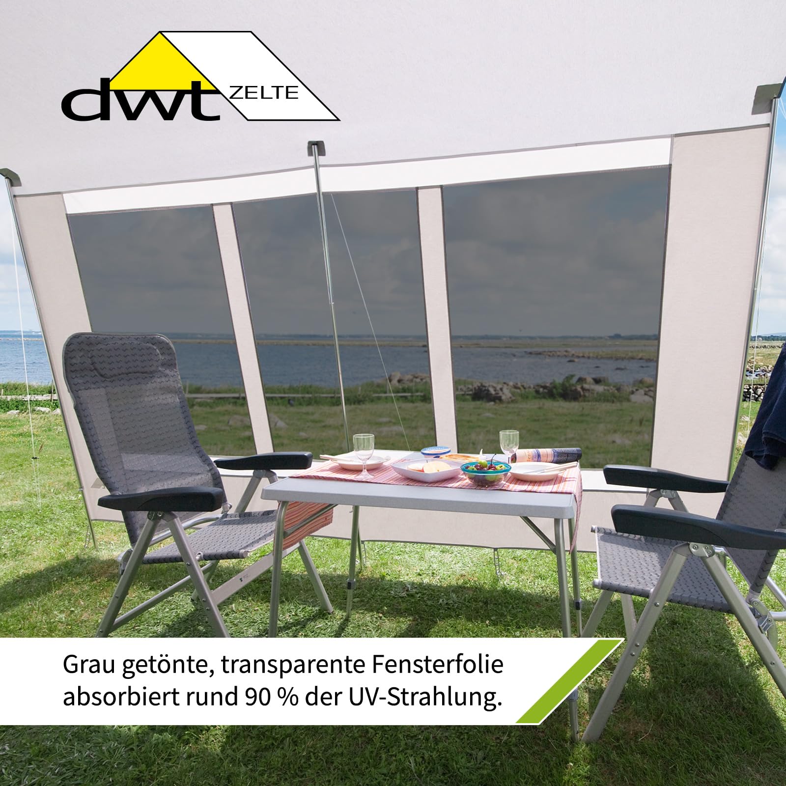DWT Wohnwagen-Sonnendach Foyer, Camping-Sonnenschutz in 2 Größen, Sonnensegel für Wohnwagen