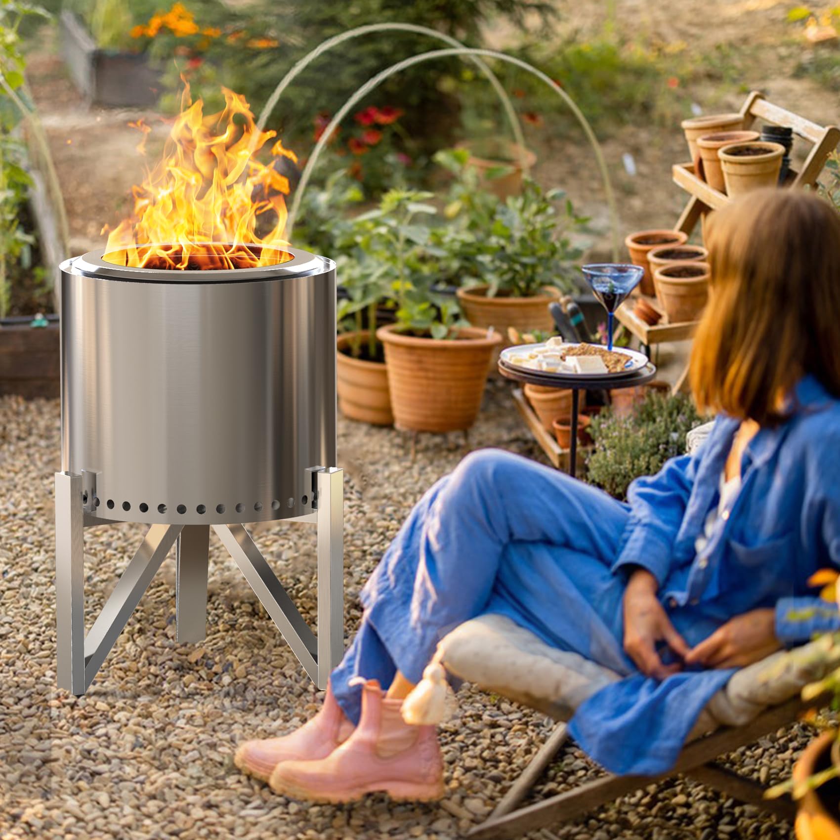 Onlyfire Stojak do paleniska Solo Stove Ranger 38,1 cm i Bonfire 49,5 cm, akcesoria do paleniska ze stali nierdzewnej, narzędzia do kominków zewnętrznych