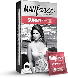 Manforce Sunny Edition Condomss 10 pcs Ribbed Dotted Anatomically Shaped Condomss For Enhanced Pleasure of Both I