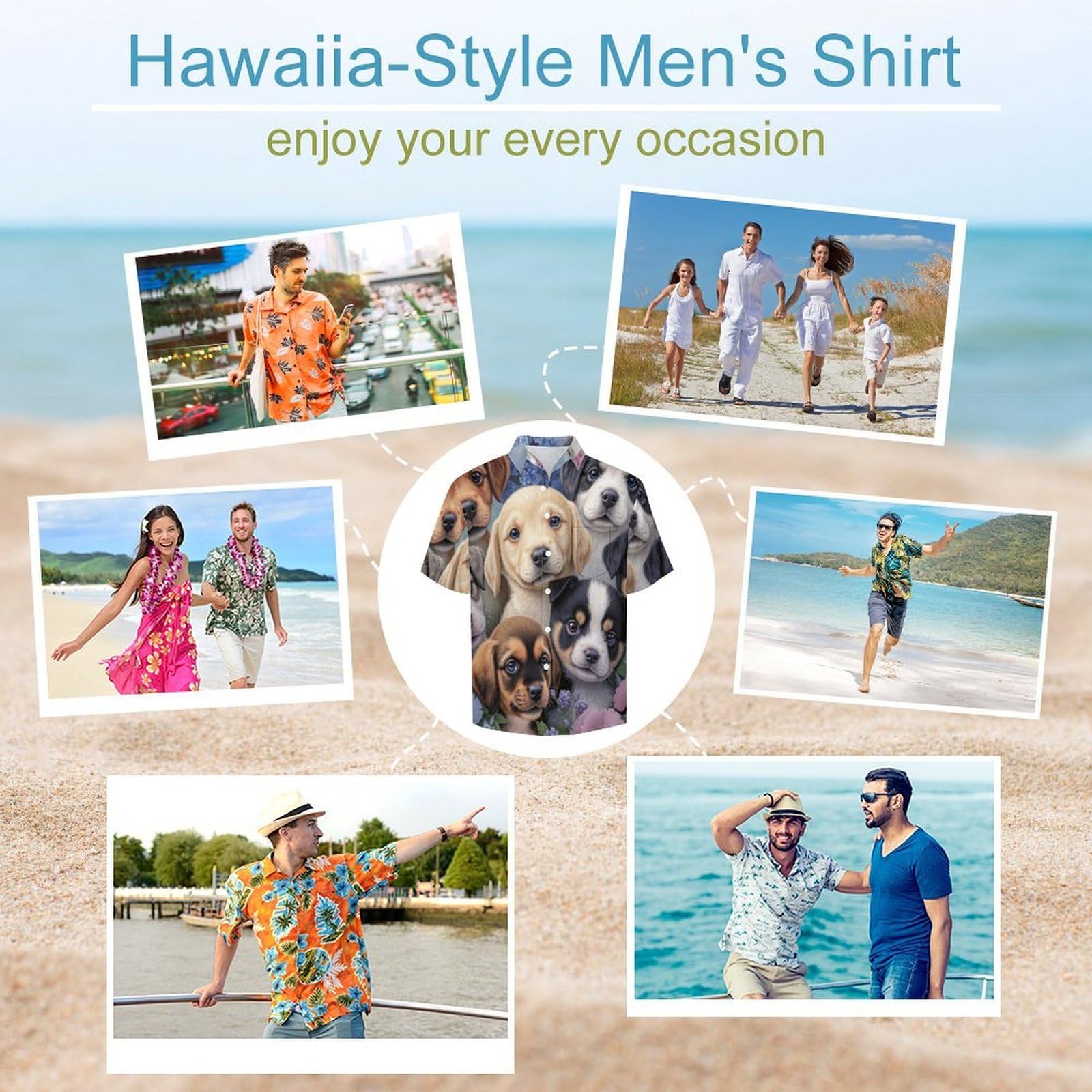 Camicia da Uomo a Maniche Corte con Bottoni, Stile con Stampa Fiori E Animali Carini, vestibilità Regolare, Camicie da Spiaggia Estiva Hawaiano, Aloha