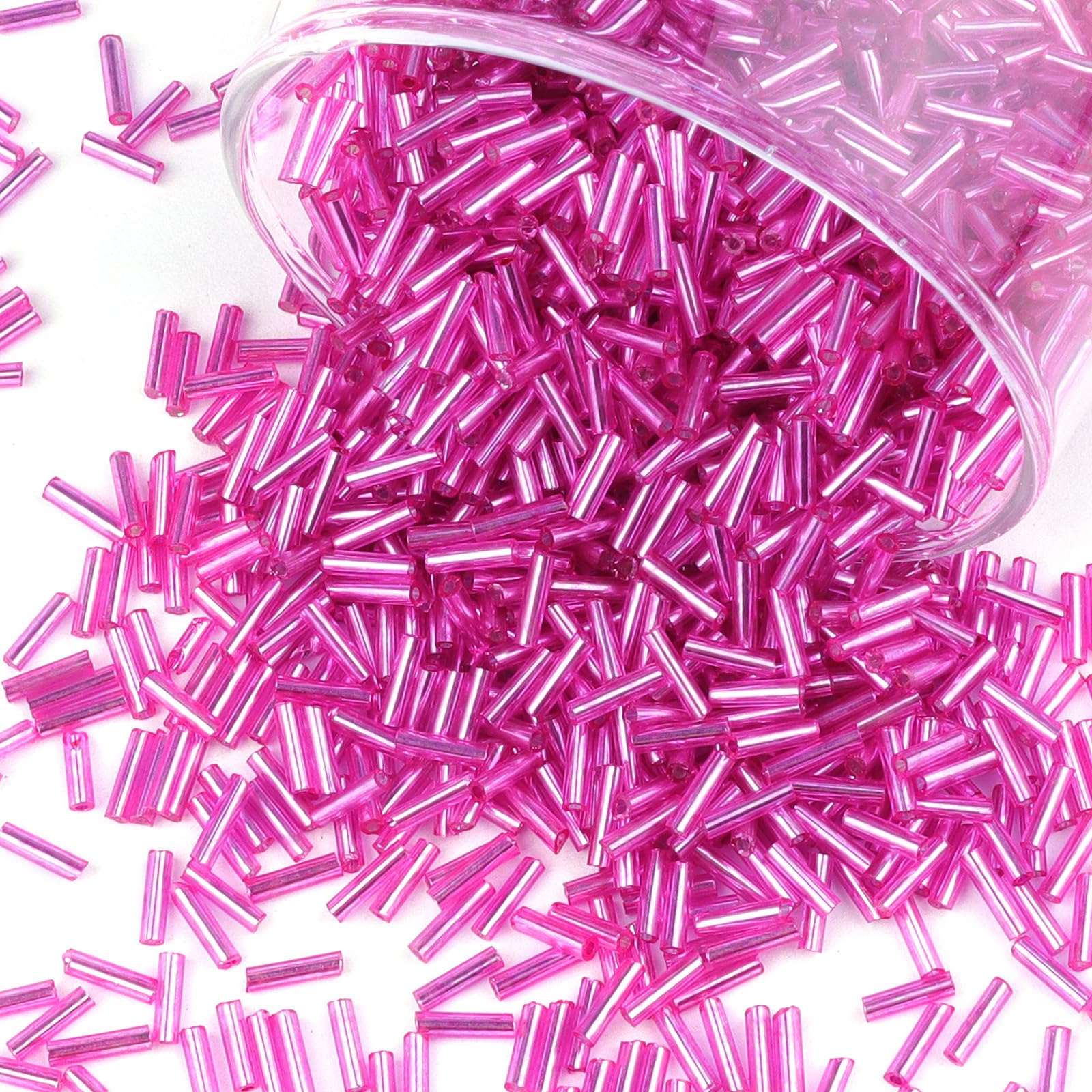 4000 Stück Pfirsich Röhrenperlen,Tube Perlen für Armbänder, 7x2mm Gerade Röhrchen Perlen, Kleine Glasperlen Bastelperlen für DIY Halskette Ohrring Handwerk