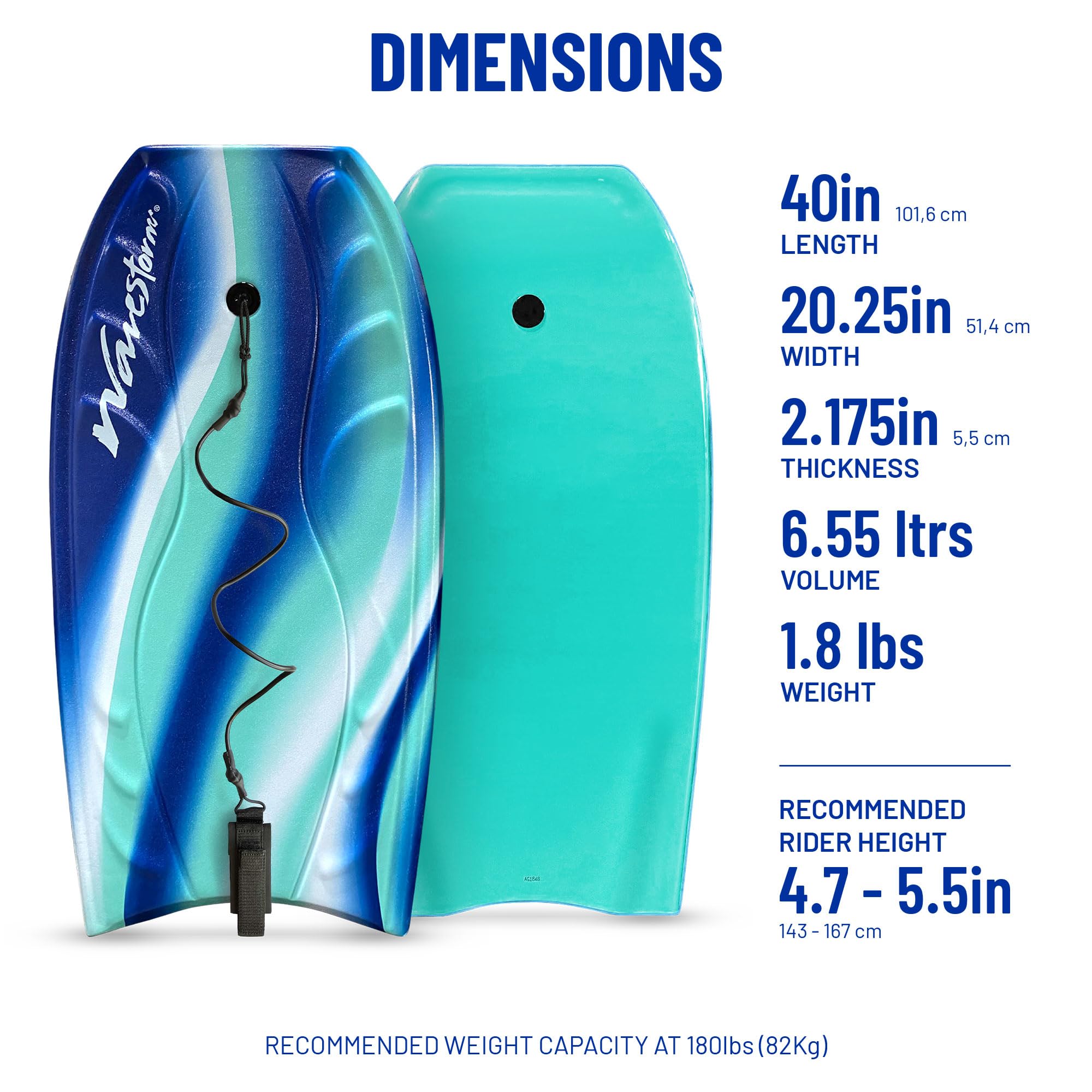 Wavestorm Schaumstoff-Bodyboard, 101,6 cm, 2 Stück