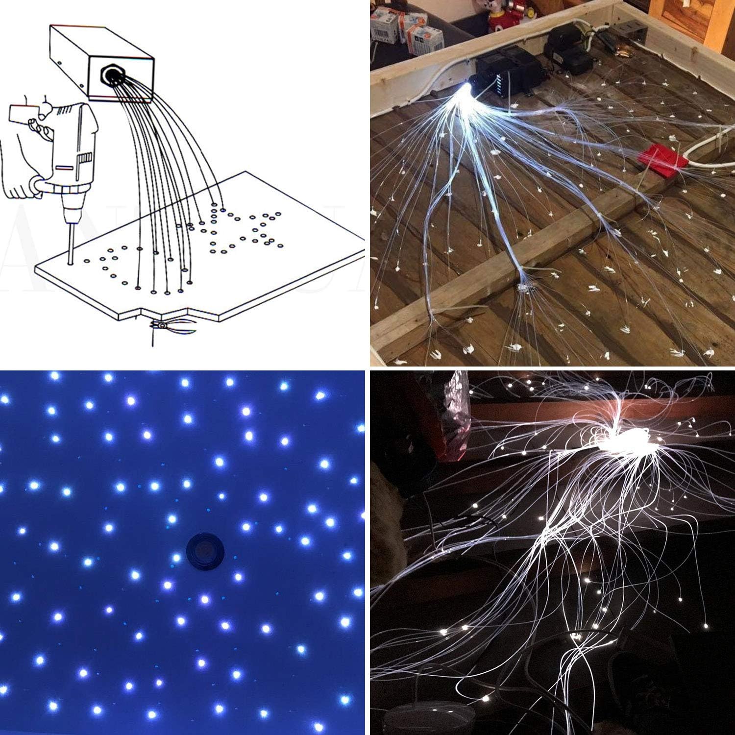 DEWEL Luce in Fibra Ottica, 16W RGBW Cielo Stellato, 450 pz*0.75mm*2m LED per Casa/Auto, Telecomando a 28 Tasti/Starry Sky Plafoniere Kit per Soffitto Room Decor