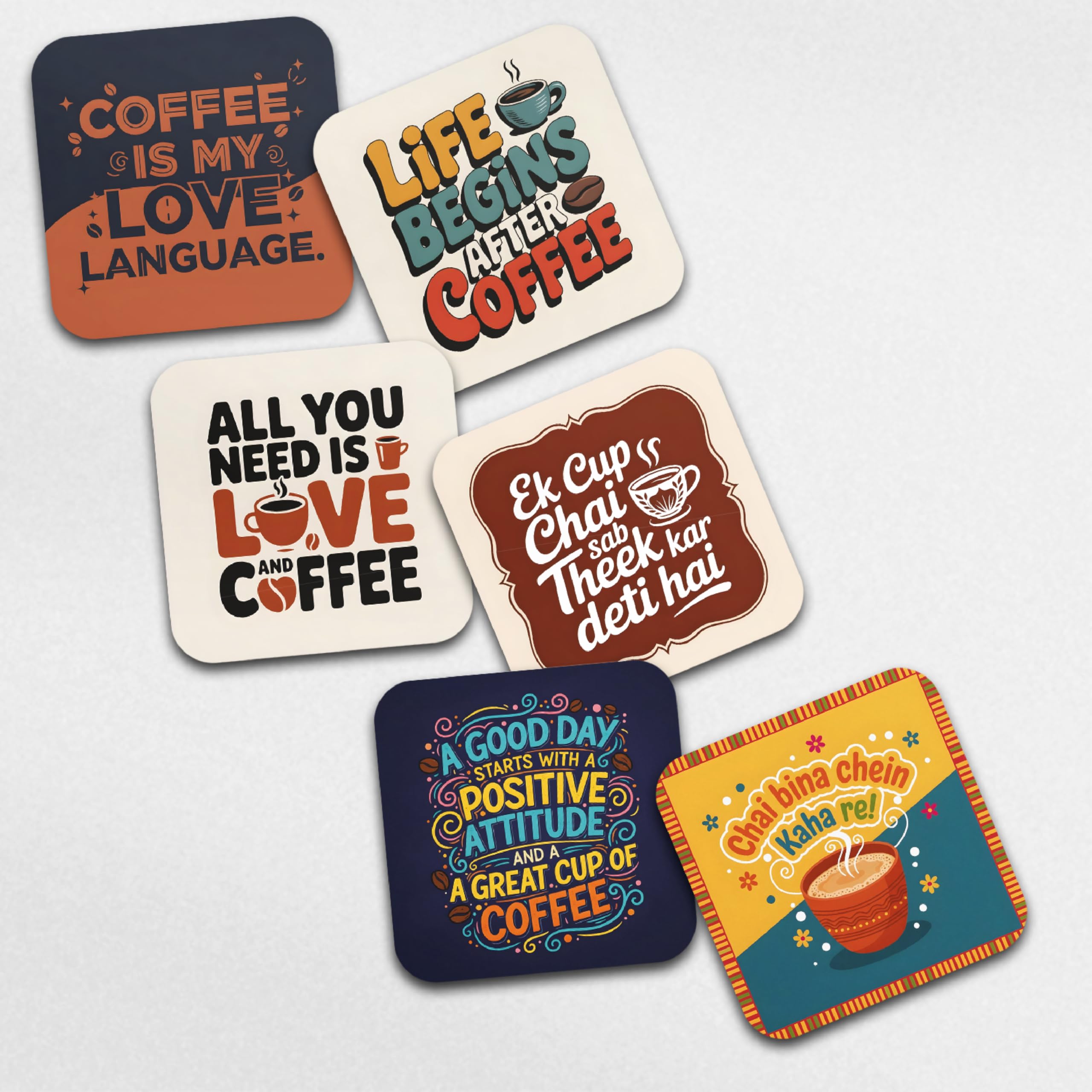 Smaran Tea Coaster Set of 6 – 4 Inch Square Wooden Drink Coasters with Motivational Quotes | Beverage Coaster for Coffee Cups, Table Protection, Home Decor & Gift — Amazon image 7