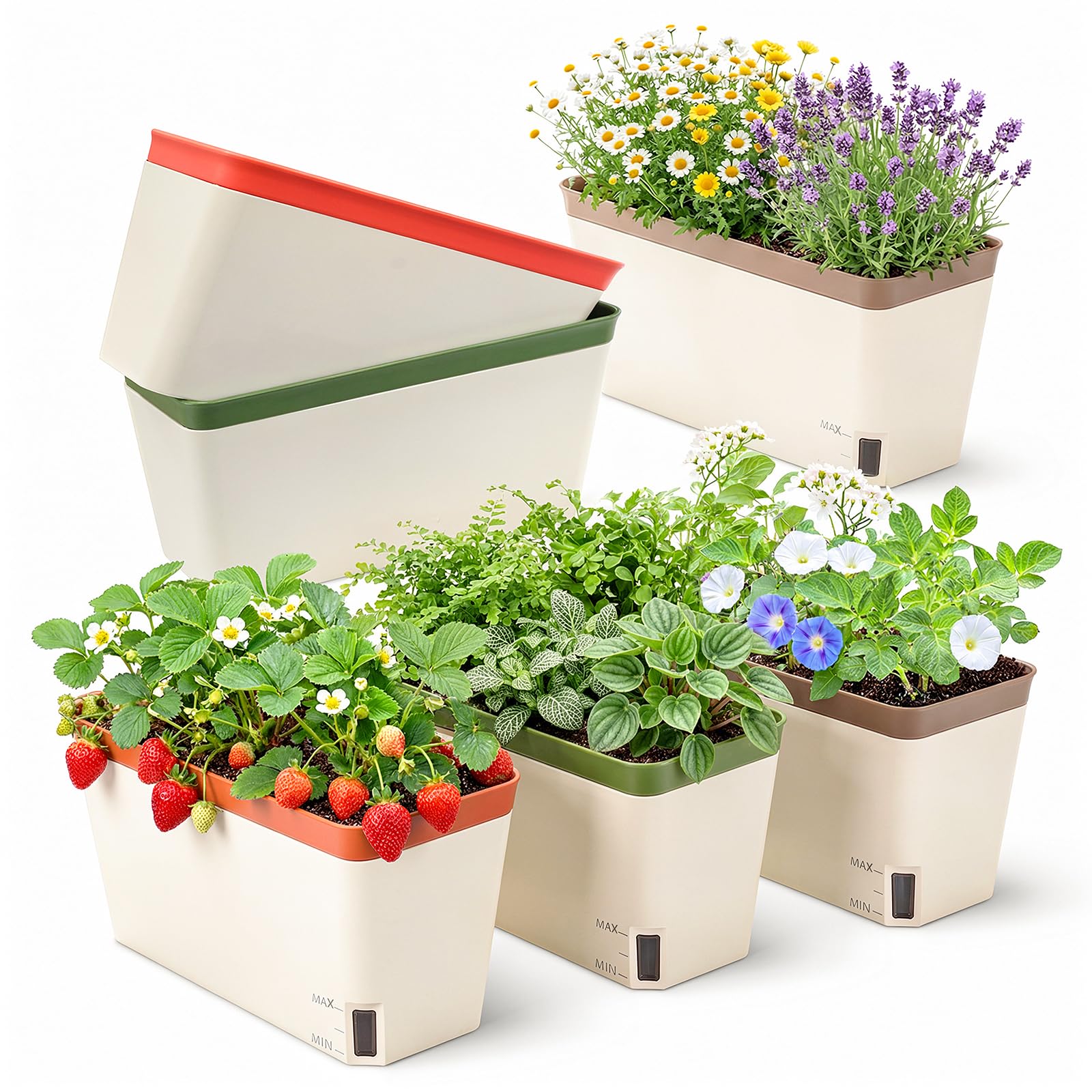 OurWarm 6-Pack Self Watering Window Planter Boxes