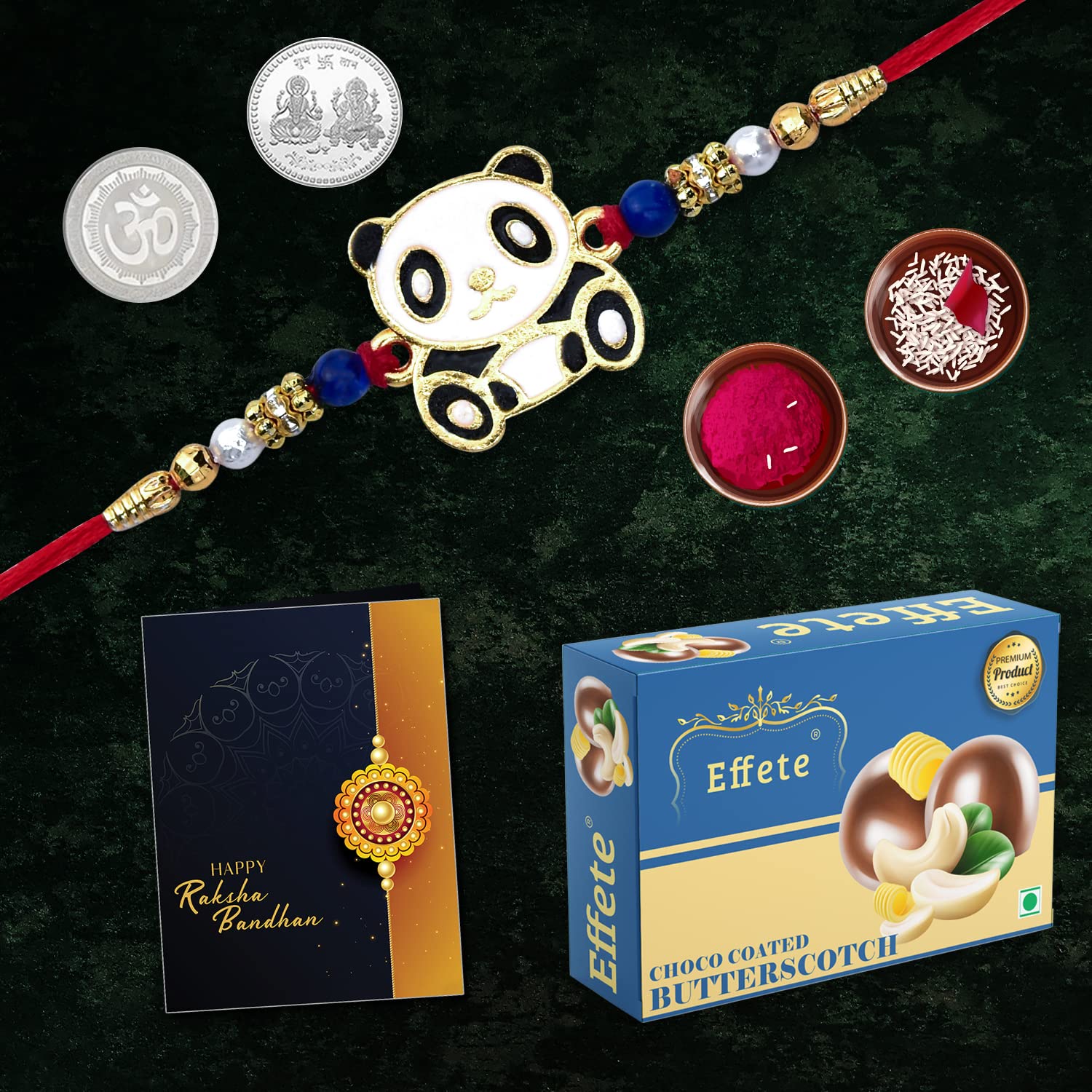 DeoDap Multicolor Bracelet/ Rakhi (K1_19_B32) & Chocolate Butterscotch | nakshi Rakhi | Stone Rakhi| | Rakhi with Card & Chocolate | Chocolate Gift Pack | Men Bracelet | rakshabandhan Gift |-image-15