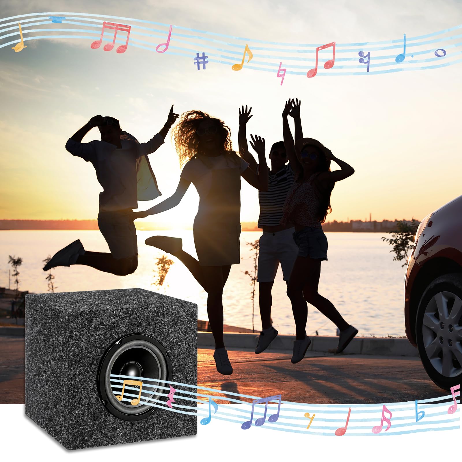 sourcing map Enceinte en bois avec port de 15,2 x 22,9 cm, caisson de basses ventilé pour voiture, camion, matériel audio personnalisé