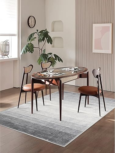 Miniatura 5 de Wonnitar Alfombra moderna color gris degradado de 4 x 6 pies para dormitorio, alfombra lavable para sala de estar, antideslizante, resistente a las