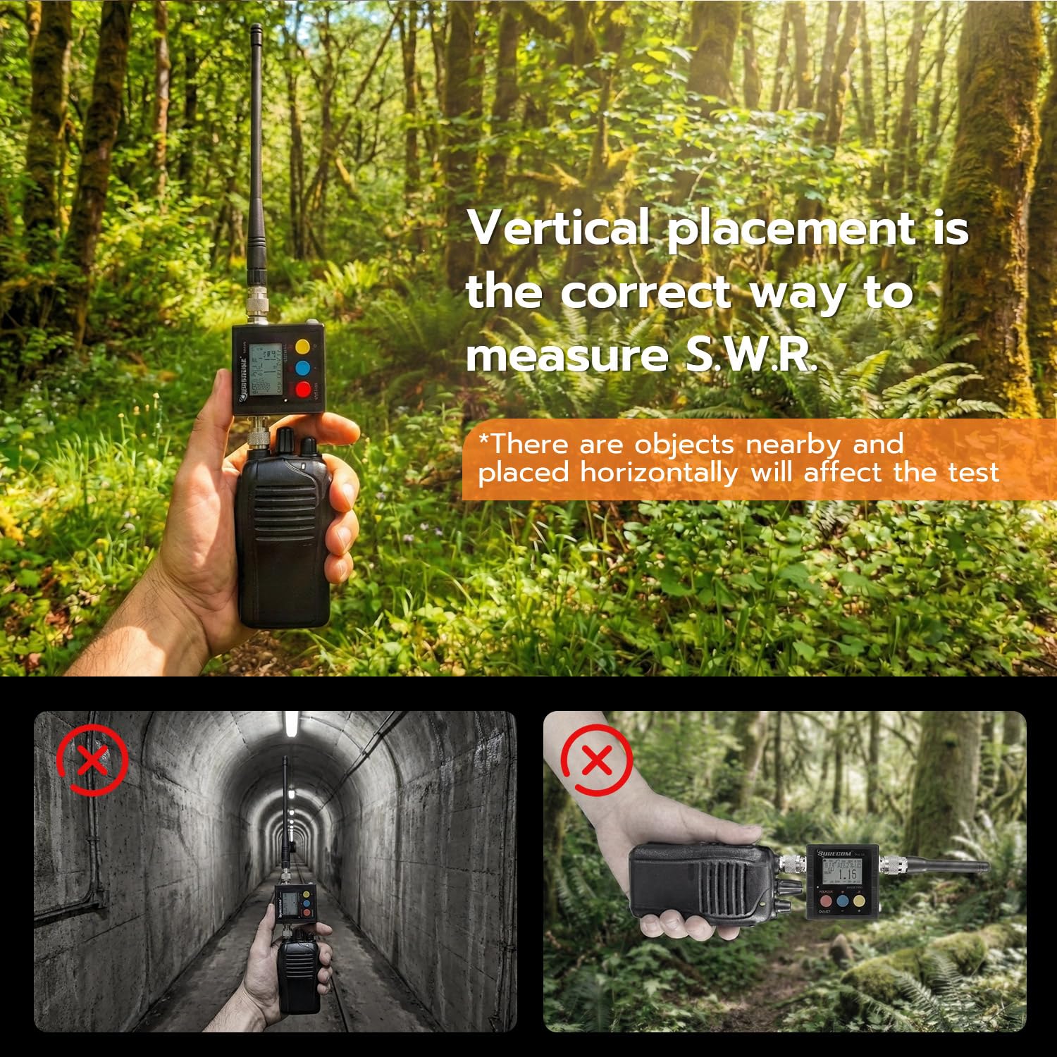 Surecom Gam3Gear SW-102S SO239 Connettore Digitale VHF UHF 125-525 MHz Potenza e SWR Meter