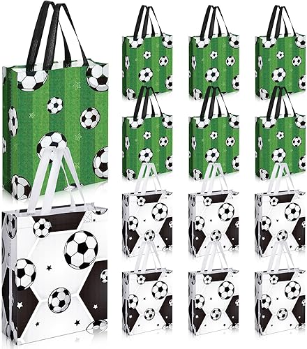 Silkfly 30 bolsas de regalo de fútbol de 10 x 12 pulgadas, bolsas reutilizables con asa, bolsas deportivas no tejidas para golosinas para niños y