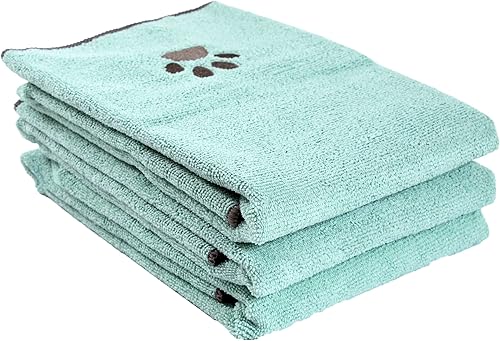 Ritz Toalla de microfibra bordada de alta calidad para mascotas (paquete de 3), 18 x 28 pulgadas, altamente absorbente, de secado rápido, de larga