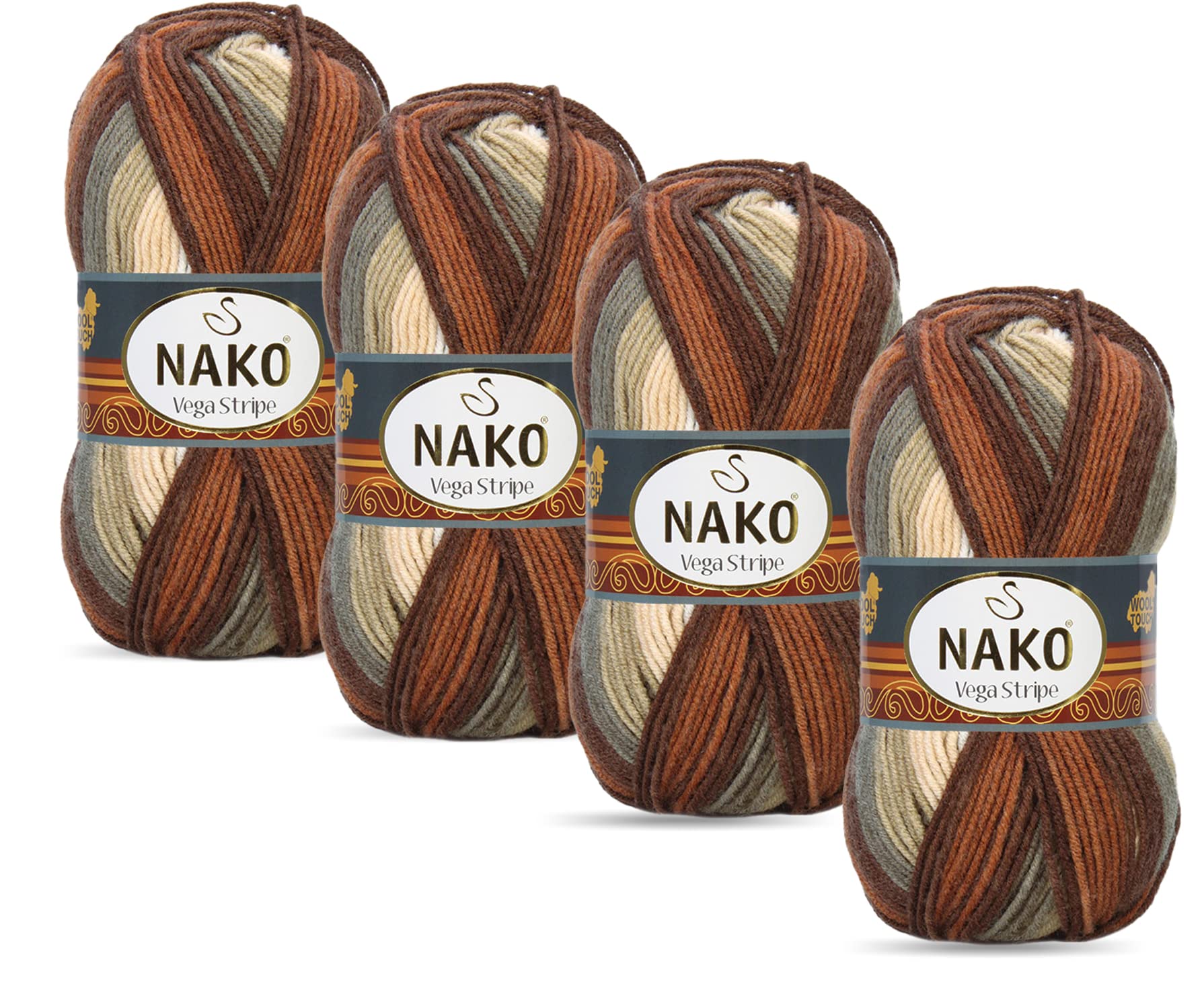 Amazon.com: Nako Vega Stripe,(4 Ball) Each Strand (Ball) 3.53 Oz 