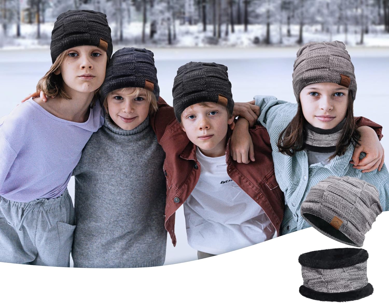 T WILKER Kids Winter Knitted Hats Warm Fleece Lining Cap for 5-14 Year Old Boys Girls - Image 5