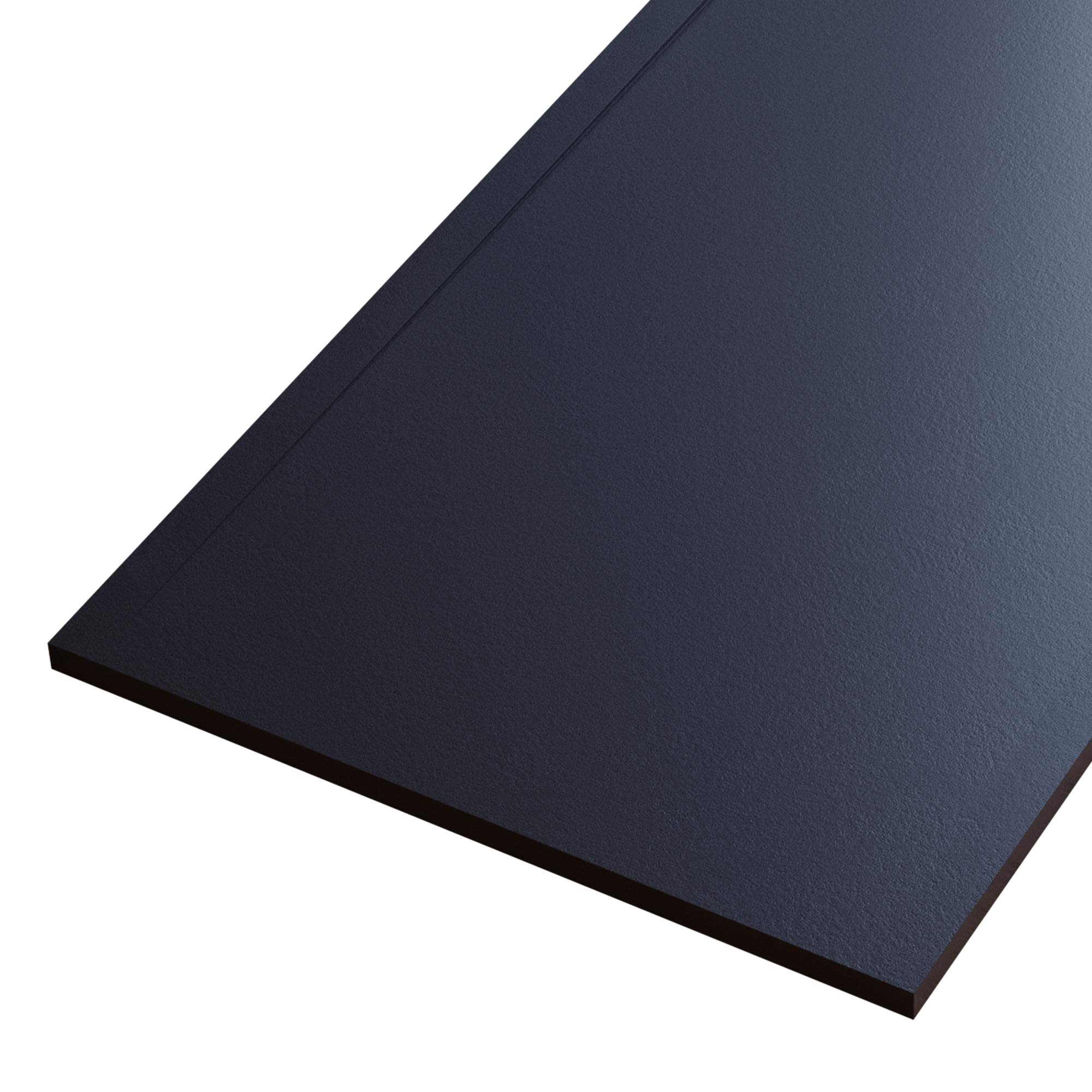 Piatto Doccia Mineralmarmo Effetto Pietra Ardesia - Modello Moon - Marmo Resina con Gelcoat - Griglia Laterale in Acciaio Inox - Colore Nero - 70x140