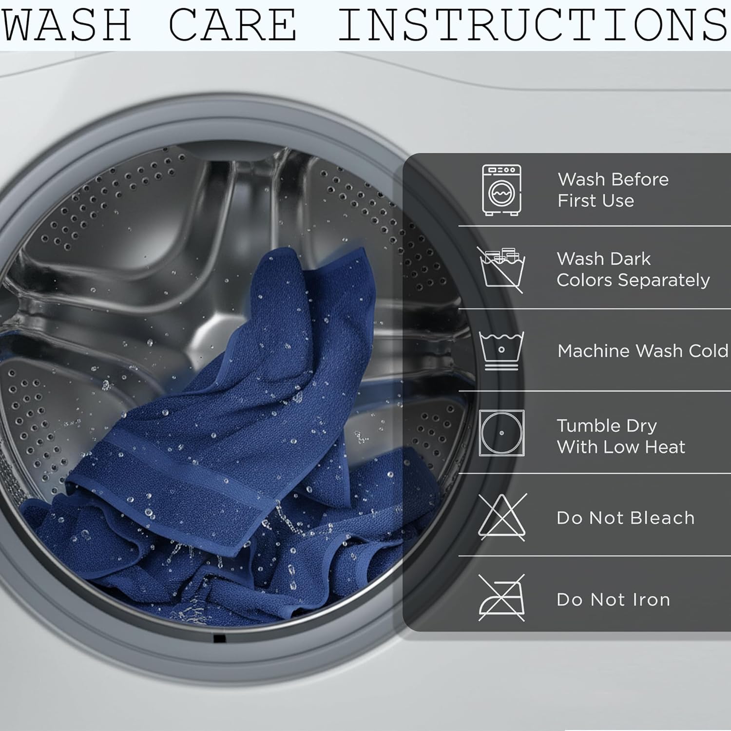 100% Cotton Kitchen Hand Towels Set of 6, 16"x28" Cotton Soft Quick Drying Terry Cloth - Absorbent Kitchen Towels Blue for Bathroom, Spa, Hotel Or Farmhouse Decor - Blue Towel Set of 6