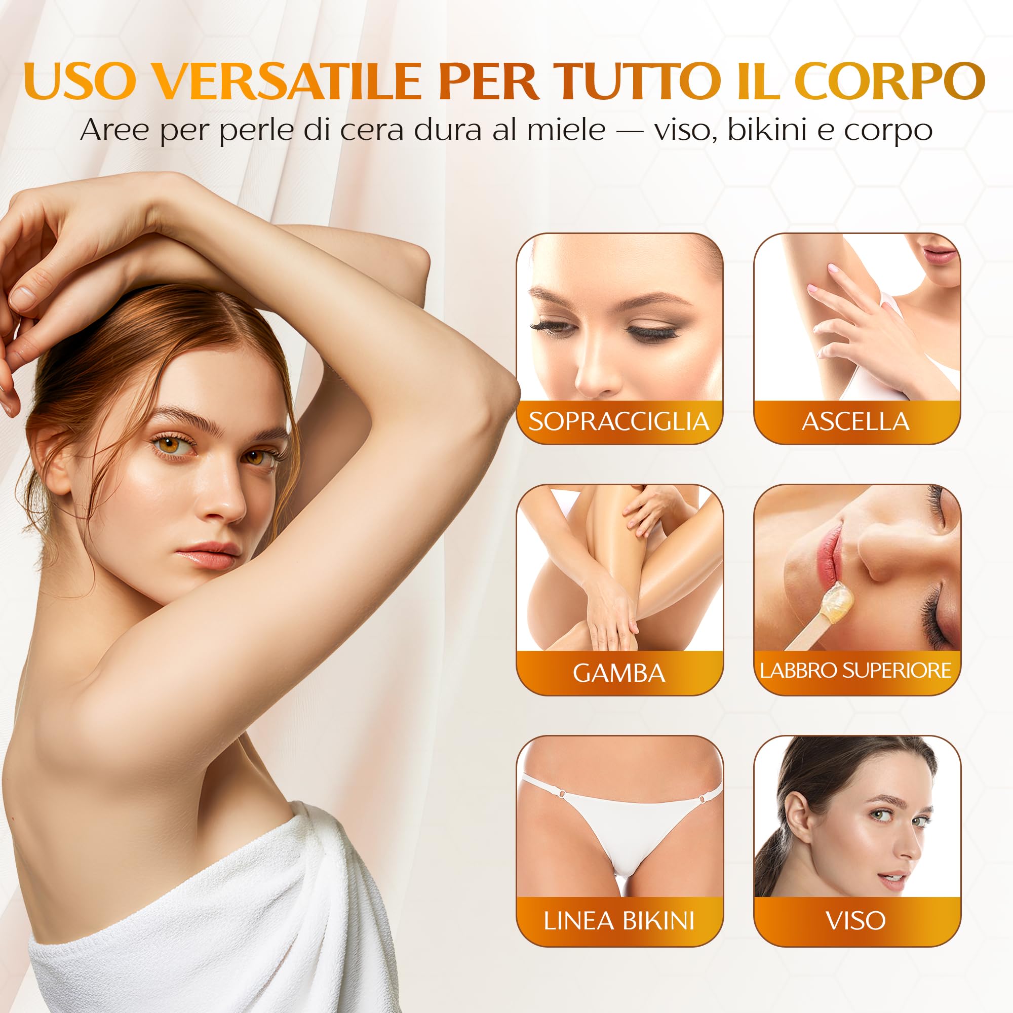 Dermawax 1kg Cera Brasiliana al Miele – Depilazione a Caldo Senza Strisce per Viso, Ascelle, Gambe e Linea Bikini – Formula Professionale Made in Italy per Pelli Sensibili – Risultati Lisci e Duraturi