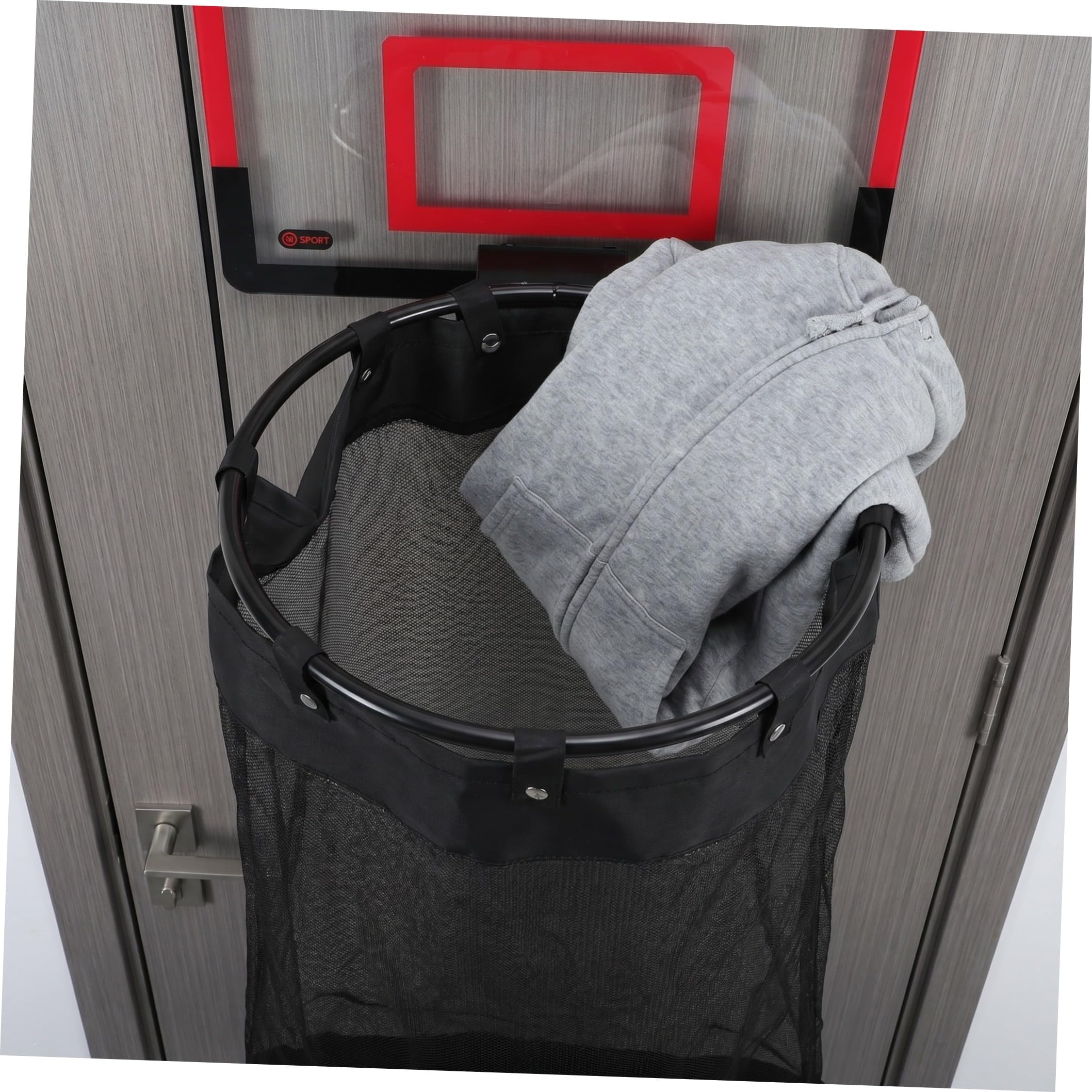 SOIMISS Roter Basketball Wäschekorb zum Aufhängen an Tür mit Reißverschluss Kunststoffnetz Platzsparend Interaktives Spiel für Badezimmer und Kleine Wohnungen 106x40x33 Cm
