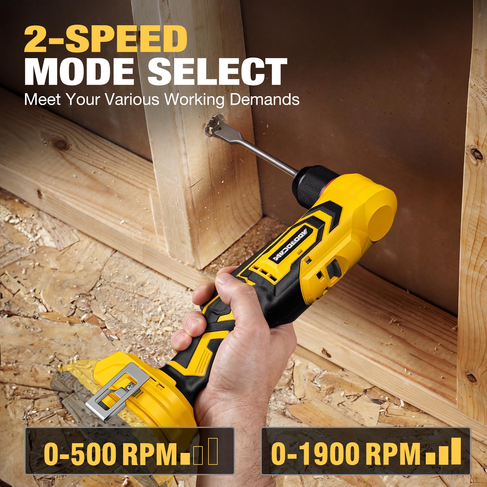 Trapano ad angolo retto senza spazzole per DeWalt 20 V (solo utensile), trapano angolare senza fili da 3/8" con design compatto e velocità variabile, con luce LED per viti/foratura
