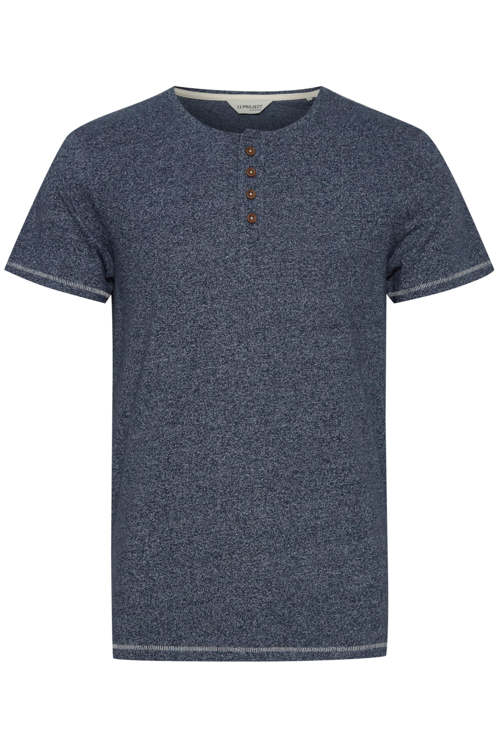 11 Project PRSietse Herren T-Shirt Kurzarm Shirt mit Grandad-Ausschnitt
