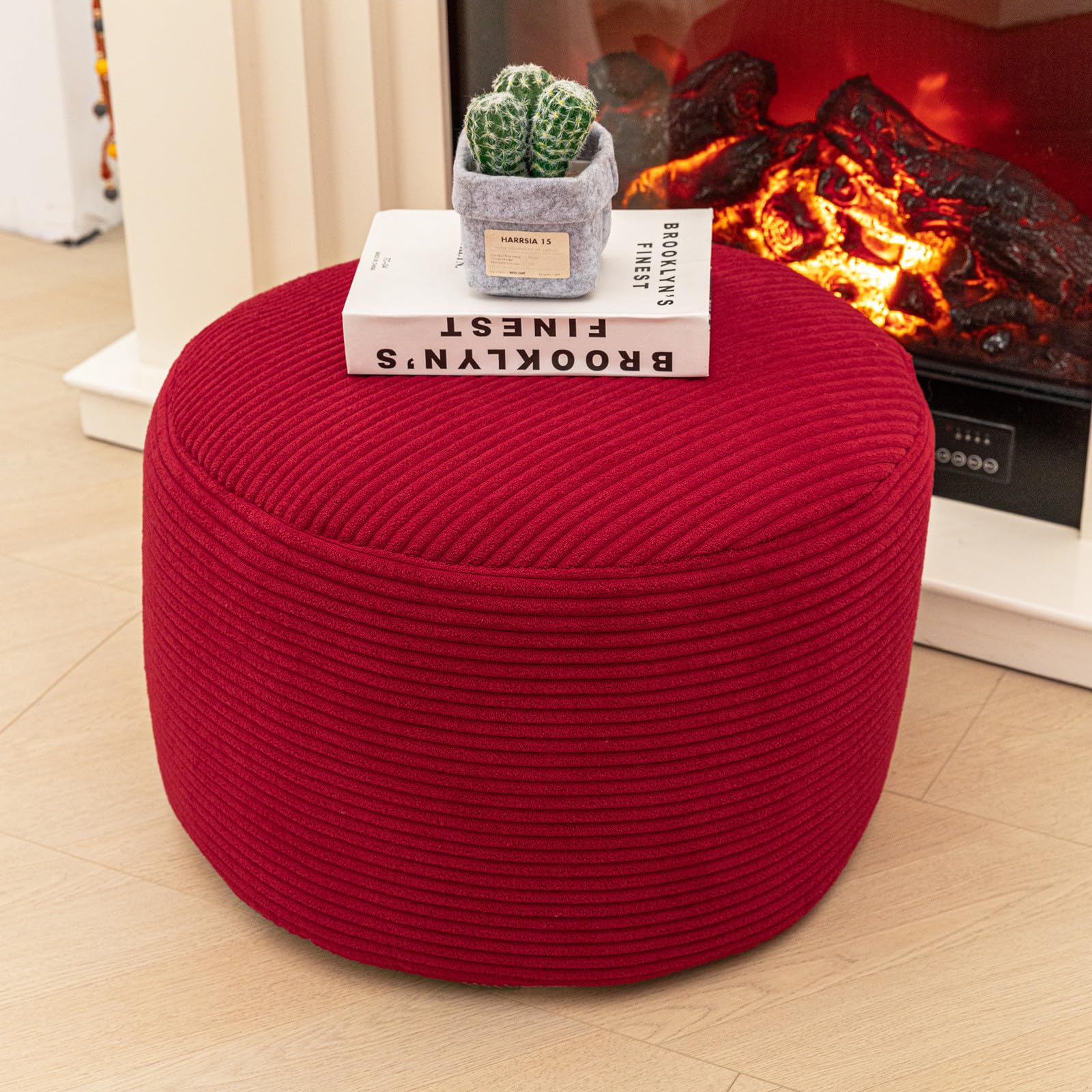 Ottoman Foot Rest Home Decor Bedroom Decor Ideal for Living Room Comfortable Floor Pouf Ottoman Foot Rest for Armchair Bean Bag Floor Cushion Footstool 12x20 Inch Wine Red Pouf with Filler-picture-19