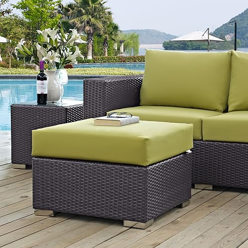 Vista 173 de Modway EEI-1911-EXP-ORA Convene - Muebles otomanos cuadrados de tela para patio, muebles de exterior, color naranja espresso Espresso Naranja
