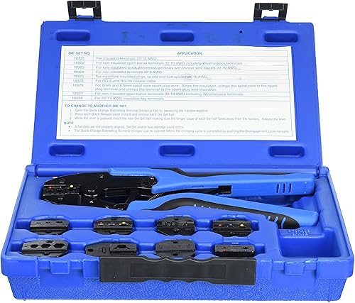 SG Tool Aid SGT18980 Kit de prensado de terminales de trinquete (cambio rápido con 9 juegos de matrices)