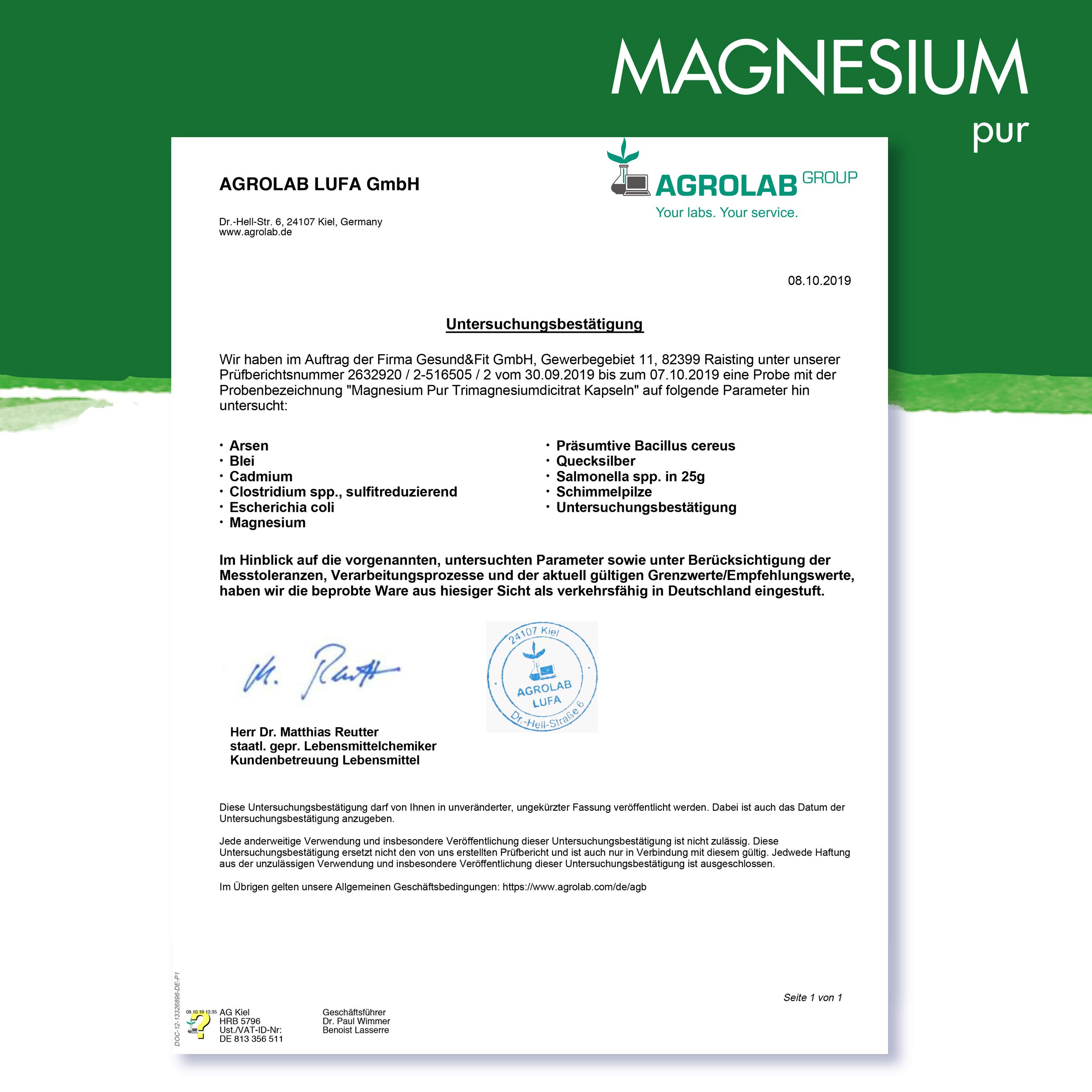 Magnesium-pur Magnesiumcitrat Kapseln vegan 500 Stück Beutel, hochdosiert 620mg Magnesiumcitrat pro Kapsel (1er Pack)
