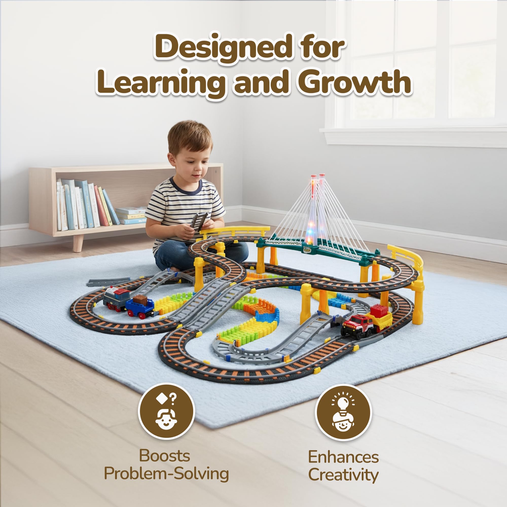 Train Et Voitures De Course, Circuit Électrique 2 En 1 Avec