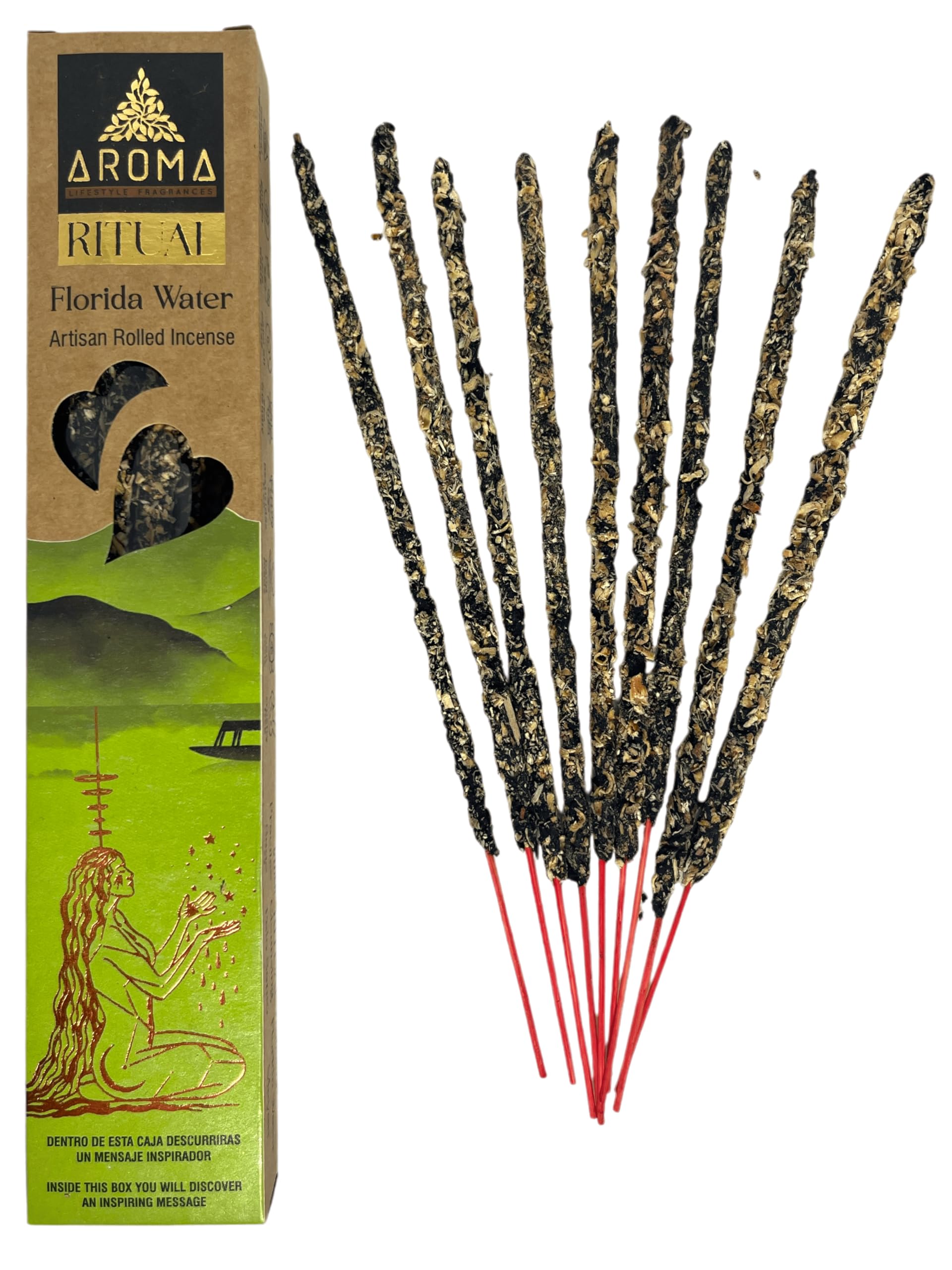 Hostenatura Florida Water Ritual Incense Ritual Water Florida Aroma Ritual Florida Water – Box Of 20 G With Inspirational Message –