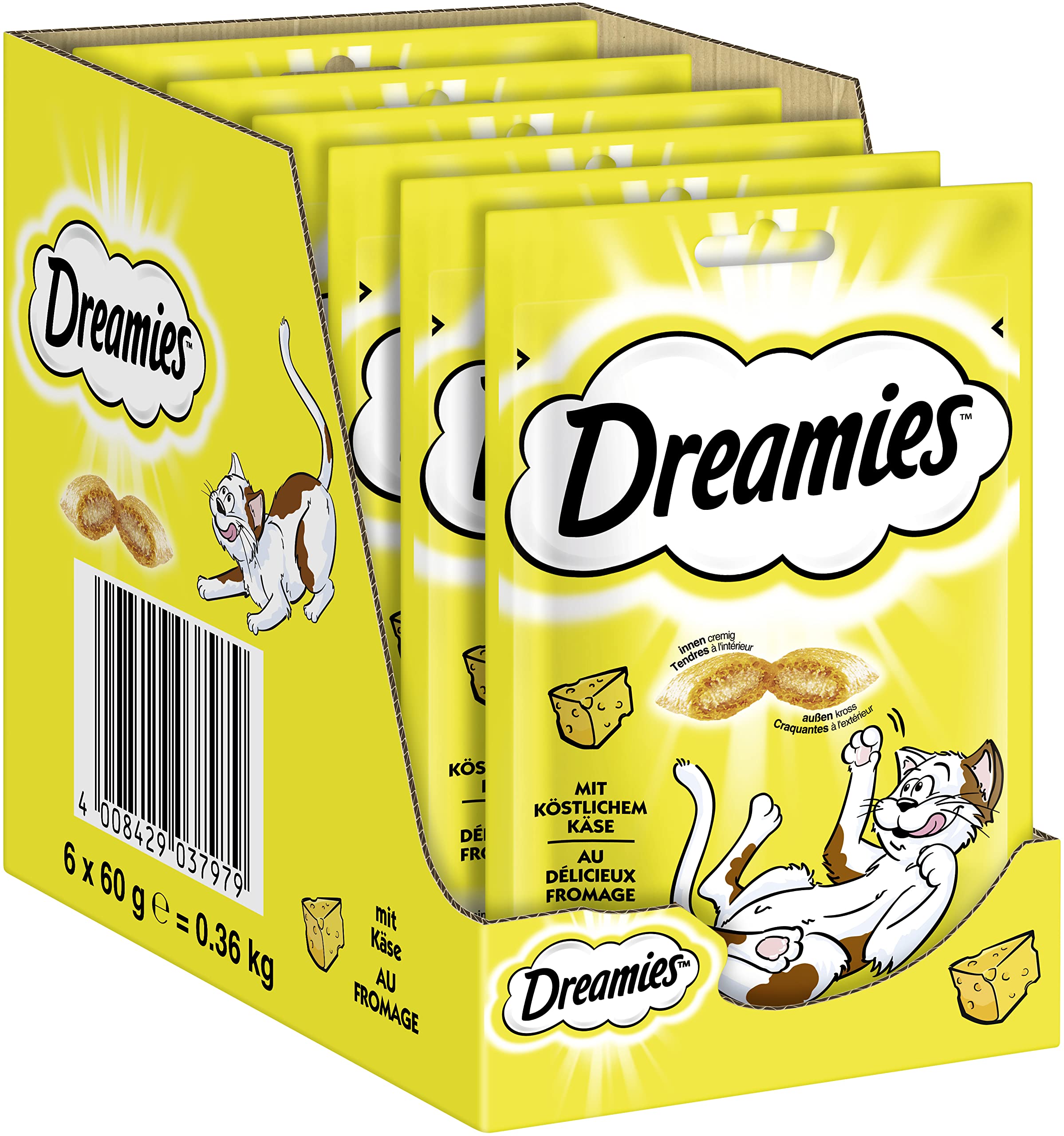 Dreamies Klassiker Przysmak dla Kotów, Ser, 6 x 60 g