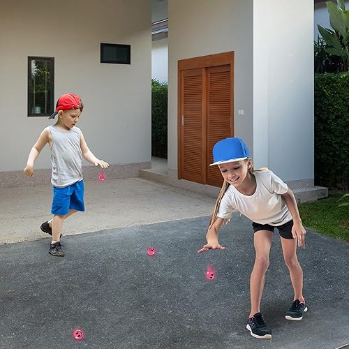 Miniatura 7 de ArtCreativity Bolas rebotadoras de cara sonriente rosa que brillan en la oscuridad, paquete a granel de 36 a 1 pulgada de alto rebote para niños,