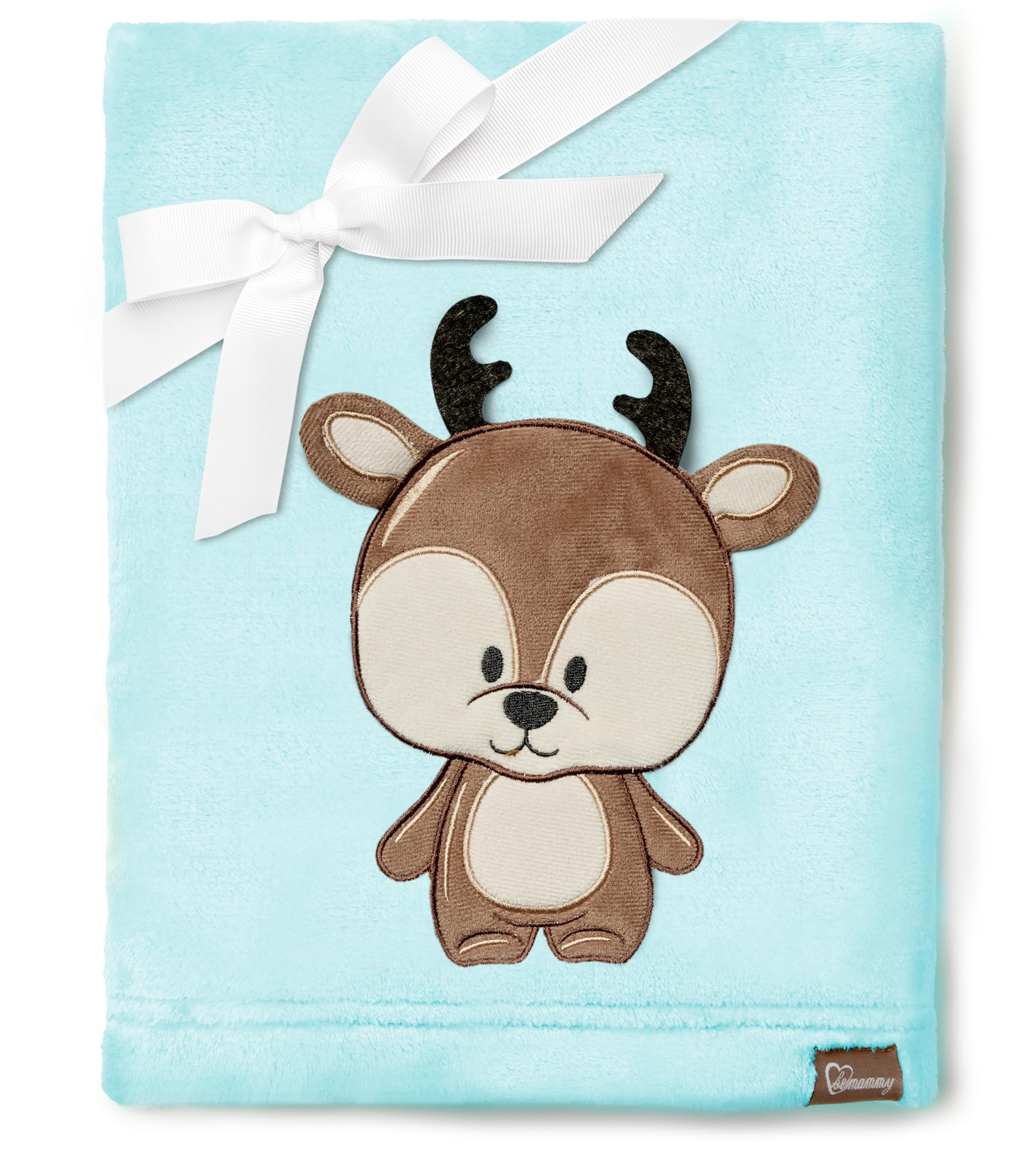 Be Mammy Warme Kuscheldecke Babydecke Blanket Baby Geschenk BE20-168 (Puderblau - Hirsch)