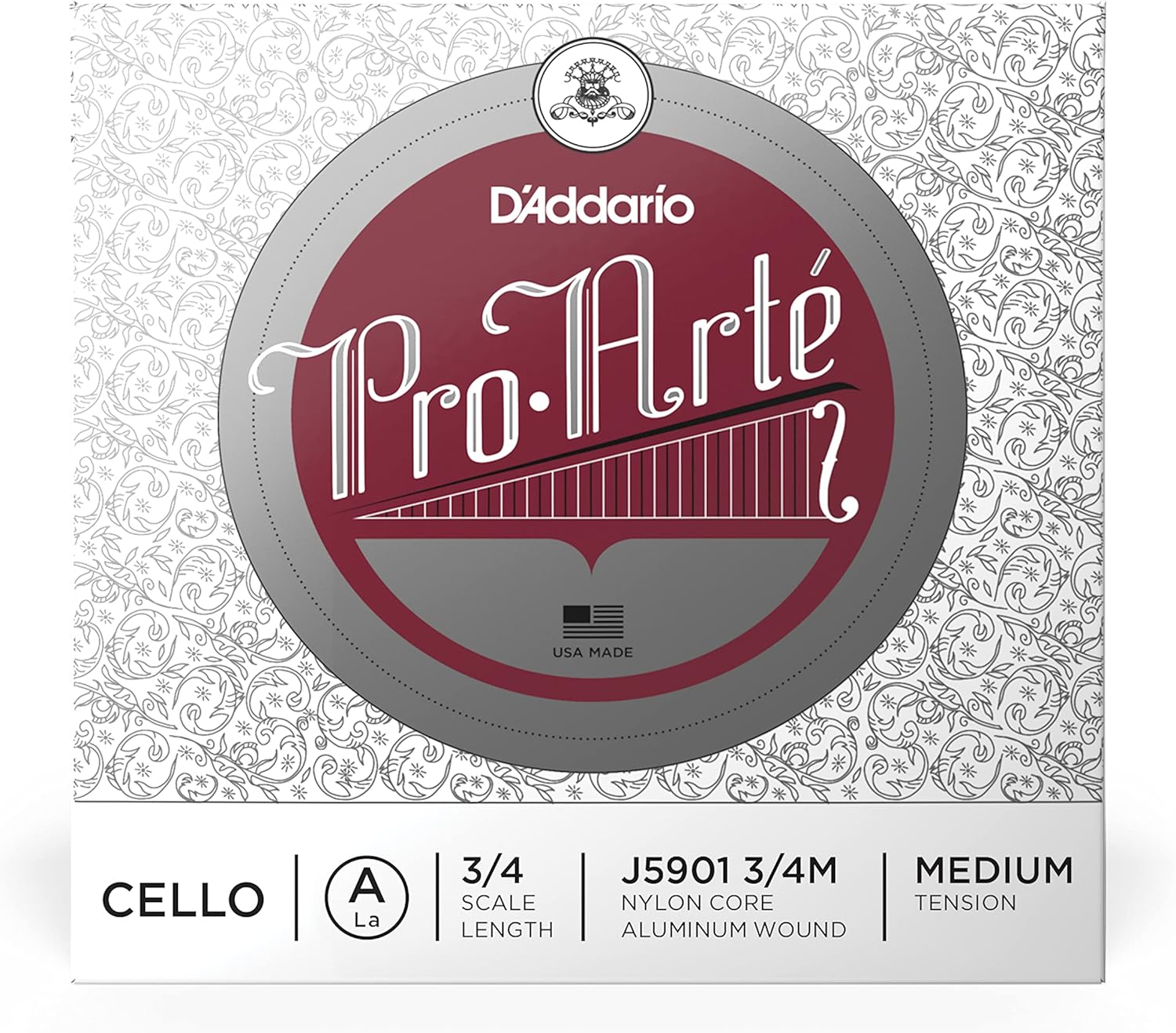 D'Addario Pro-Arte Cello Single A String, 3/4 Scale, Medium Tension