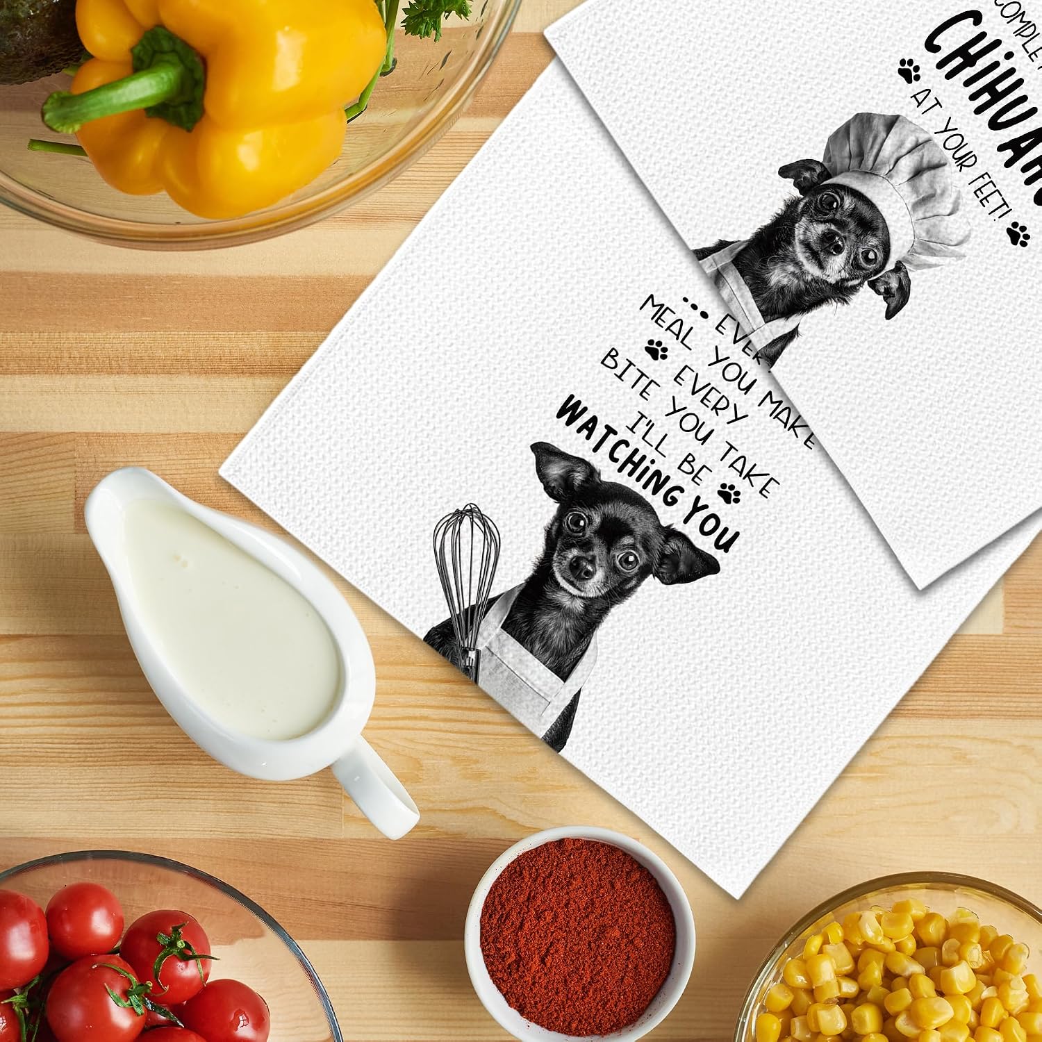 Funny Chihuahua Dog Kitchen Towels 16x24 Inch Set of 2 | Chihuahua Lovers Gifts for Women Men Dish Tea Towels for Kitchen, Dog Lover Mom Dad Owner Gifts Decorative Hand Towel