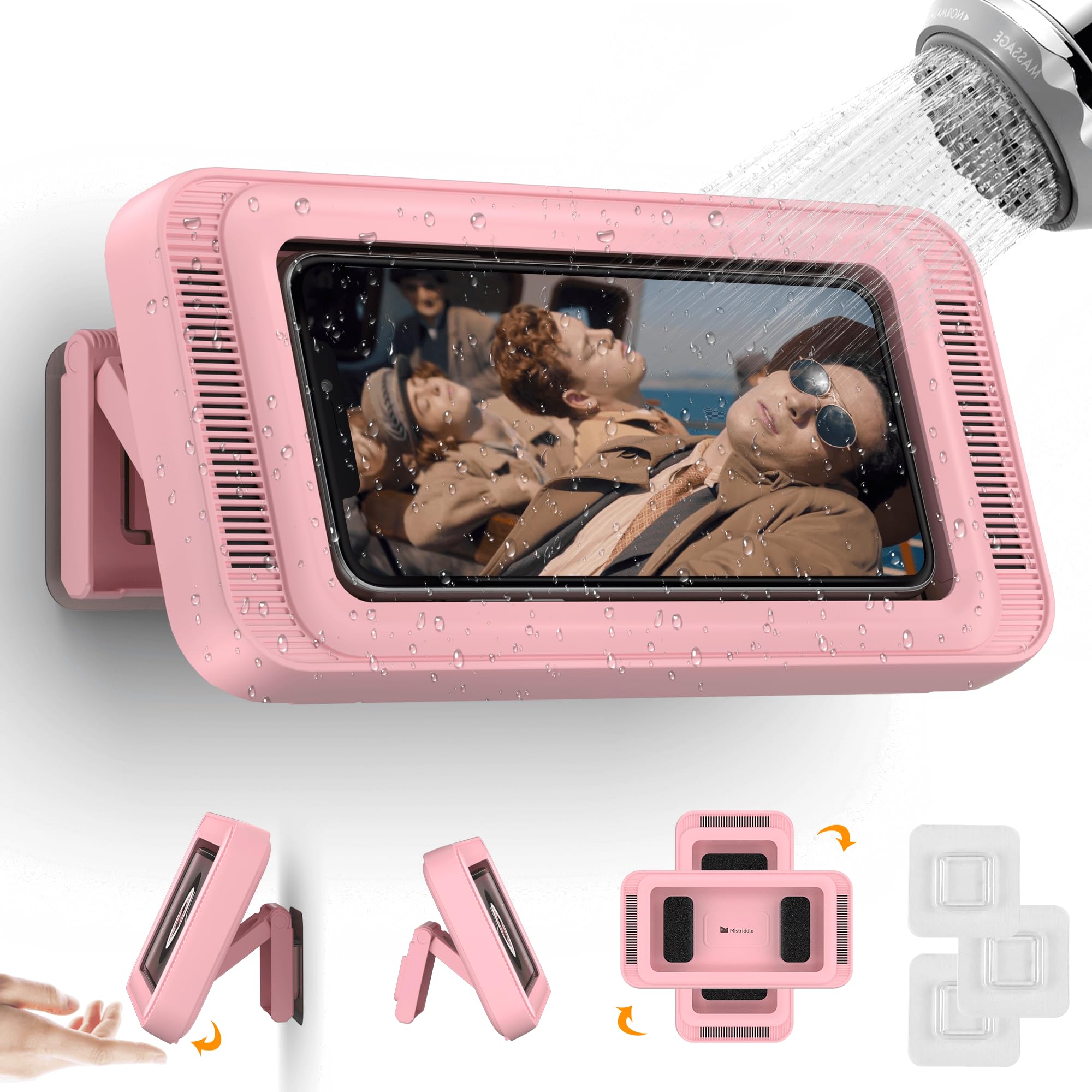Mistriddle Waterproof Shower Phone Holder, Enhanced Sound Quality