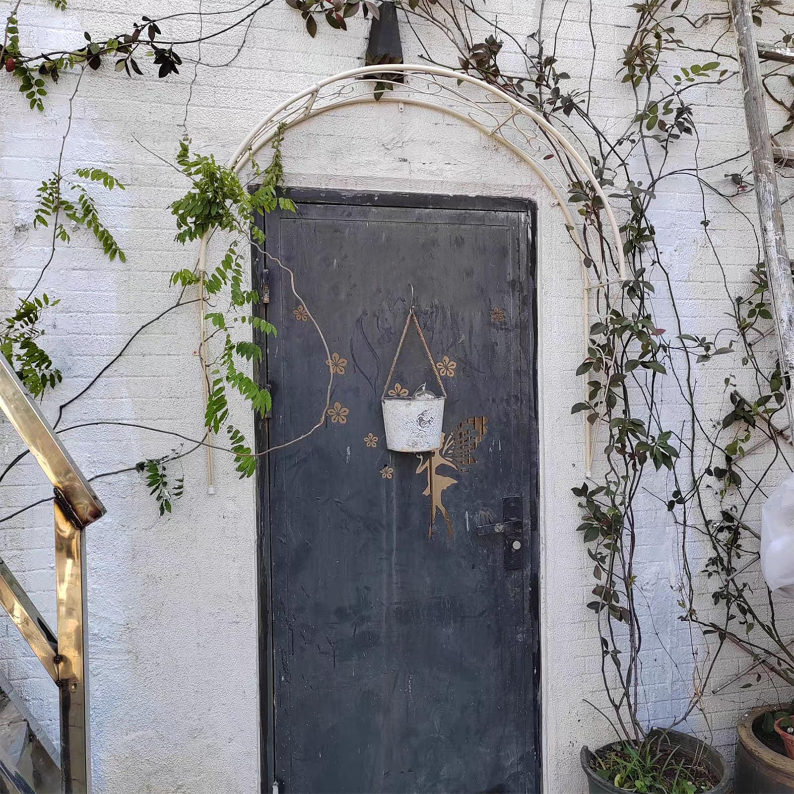 Arche de Jardin en Treillis pour Plantes grimpantes, rosiers, Arche de rosiers Semi-Circulaire Murale, tonnelle de Jardin en métal, pergola, Arche pour fenêtres, Portes, entrées