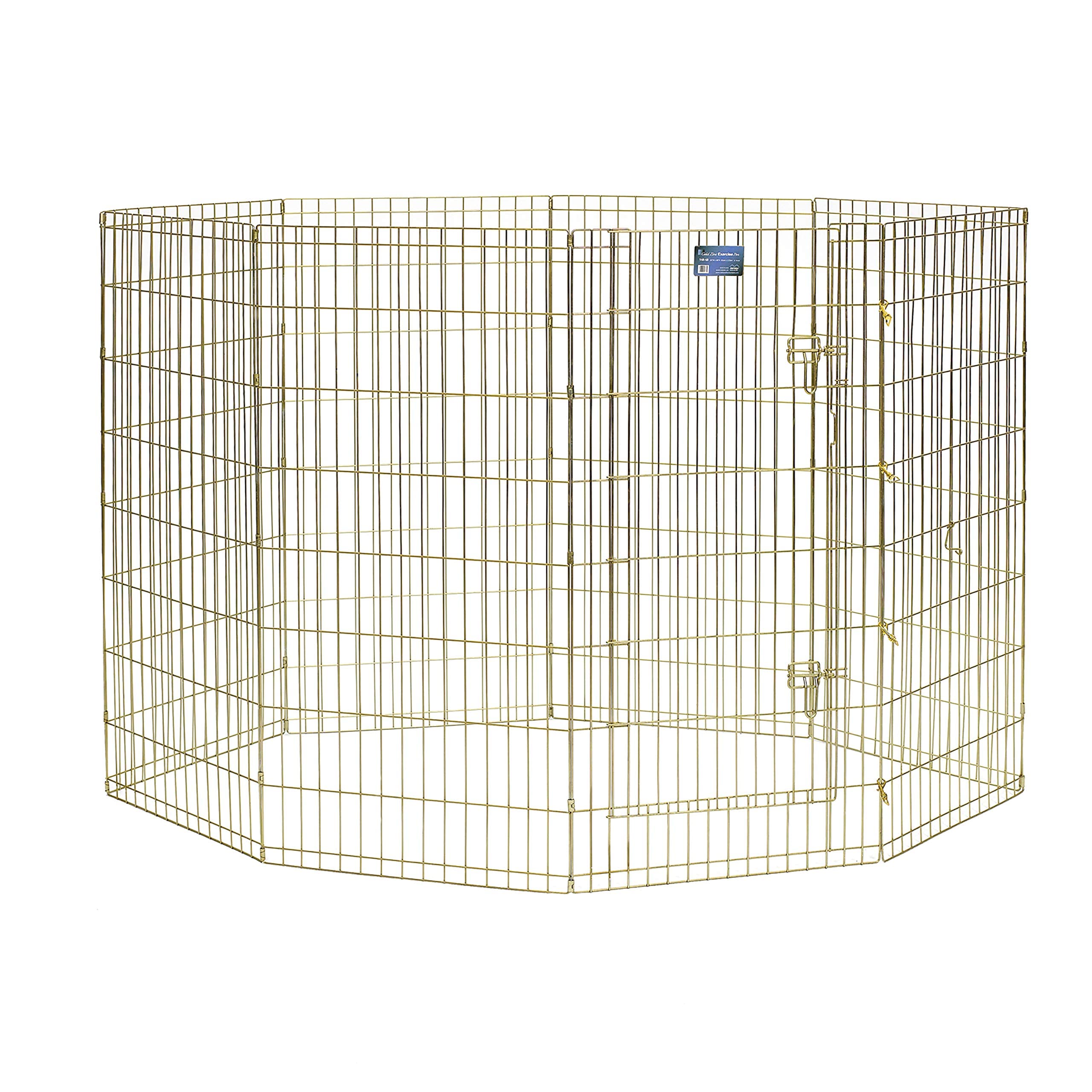 MidWest Homes for Pets Foldable Metal Dog Exercise Pen / Pet Playpen, Gold Zinc w/ door, 24'W x 48'H