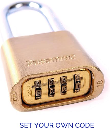 Miniatura 4 de Sesamee K440 - Candado de latón con combinación de 4 esferas, reiniciable, con grillete de acero endurecido de 4 pulgadas y 10,000 combinaciones