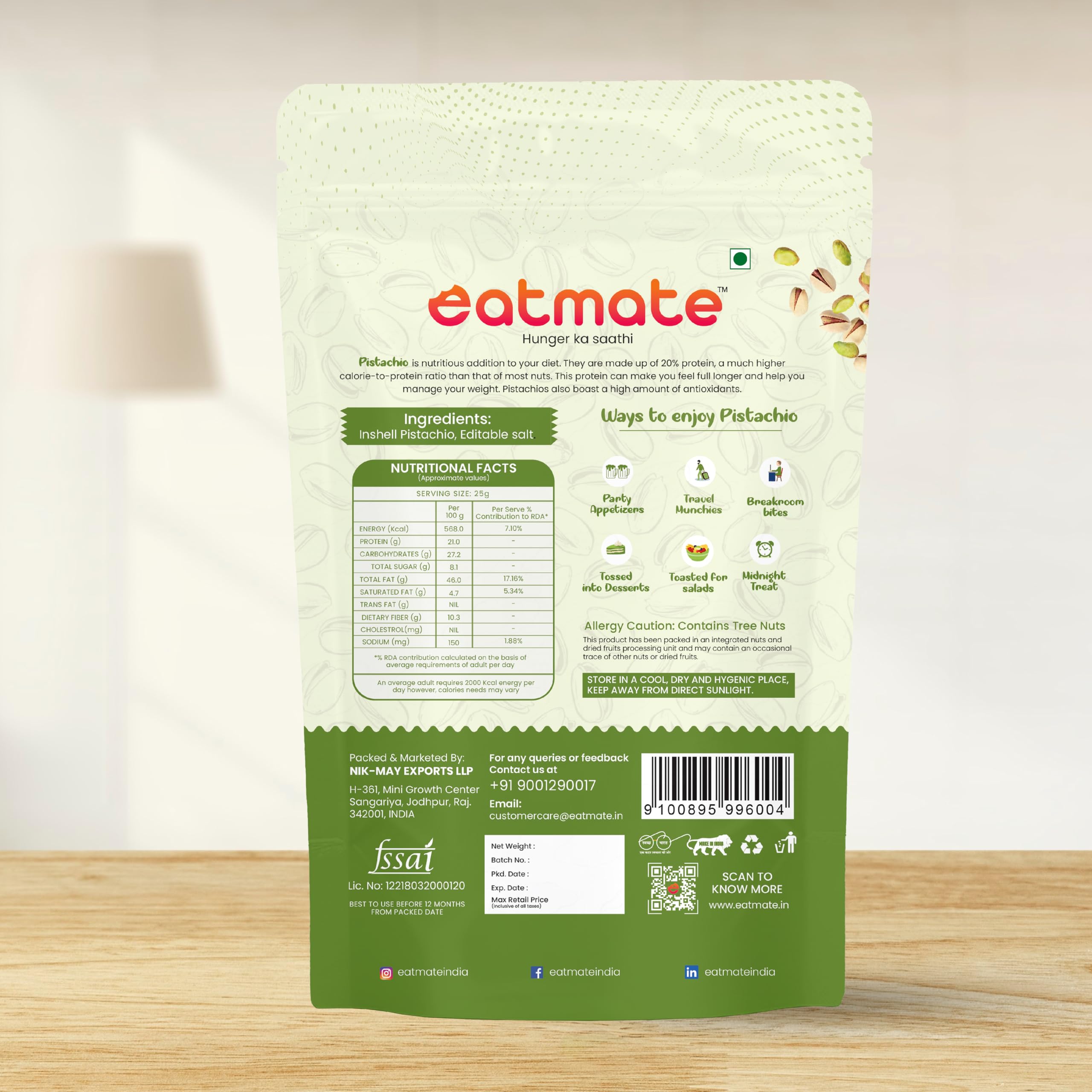 Eatmate Premium Pistachios 500g | Crunchy & Naturally Nutritious Pista | Rich in Protein, Fiber & Essential Nutrients | Delicious Anytime Snack | Perfect for Snacking, Baking, Cooking & Desserts 1