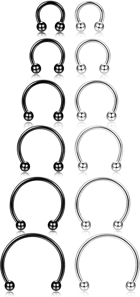 ORAZIO 16G 14G Horseshoe Septum Rings Surgical Steel Nose Rings Hoop for Women Men Circular Barbell Piercing Jewelry Cartilage Helix Tragus Earring Daith Lip Conch Piercing Rings 6/8/10/12/14/16mm ClimeCo Certified