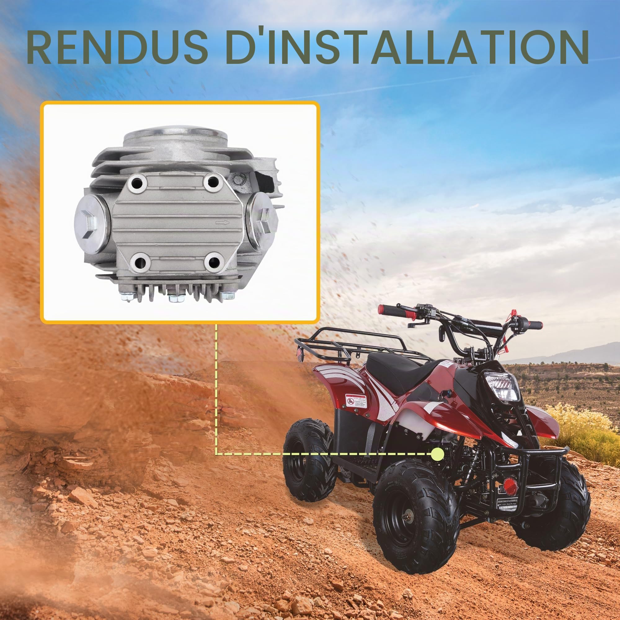 GOOFIT Kit de Culasse 52,4 mm Remplacement pour Scooter 4 Temps 110 CC ATV Go Kart