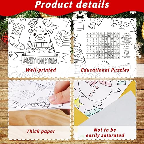 Miniatura 4 de Wiooffen 2 pósteres gigantes de Navidad para colorear de 82 x 47 pulgadas para niños, póster de Navidad en color de papel de Navidad, cubierta de